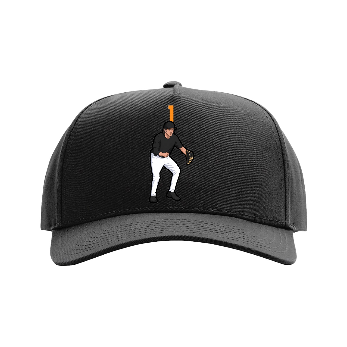 Full Fabric Five-Panel Champ Cap — Number Top in Black