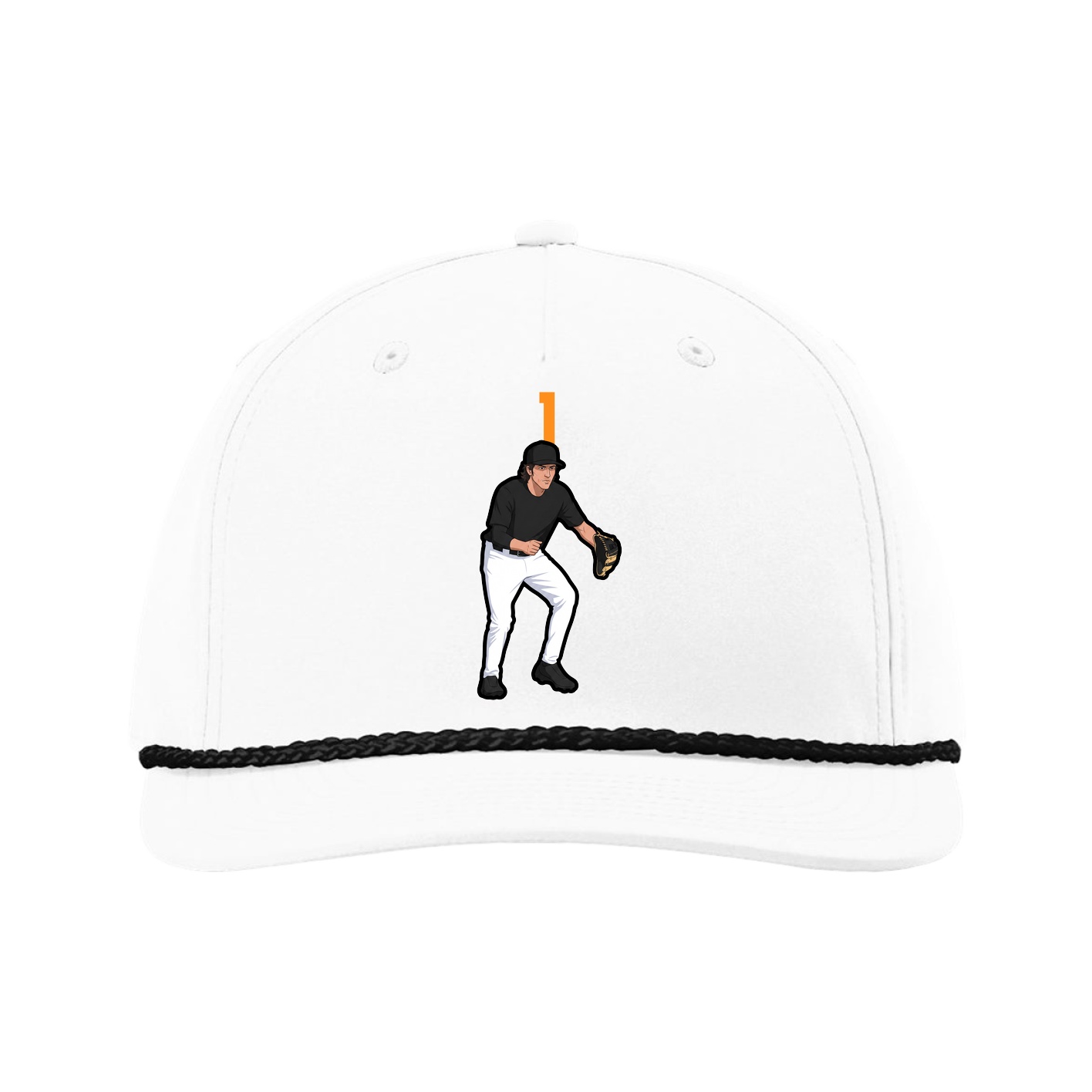 Five-Panel Classic Rope Cap — Number Top in White
