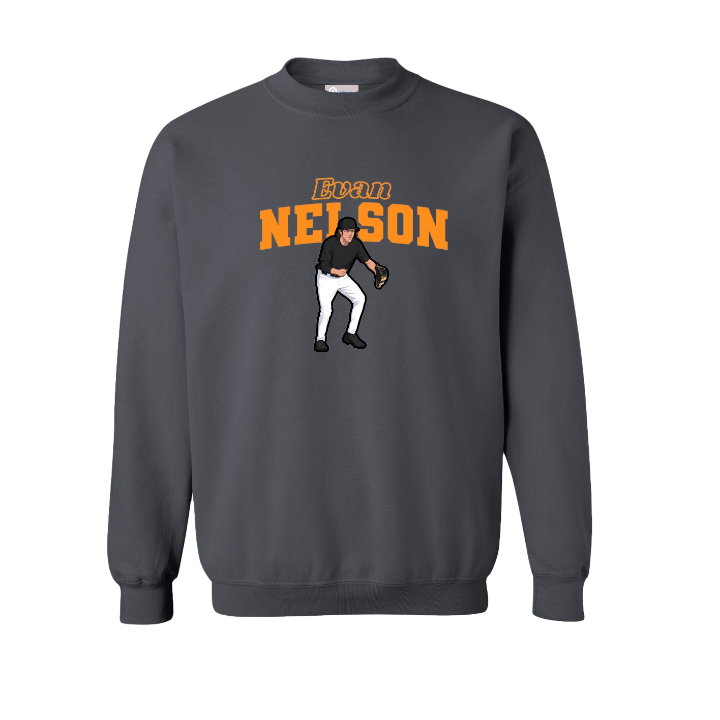 Fleece Crew — Name Arch in Grey