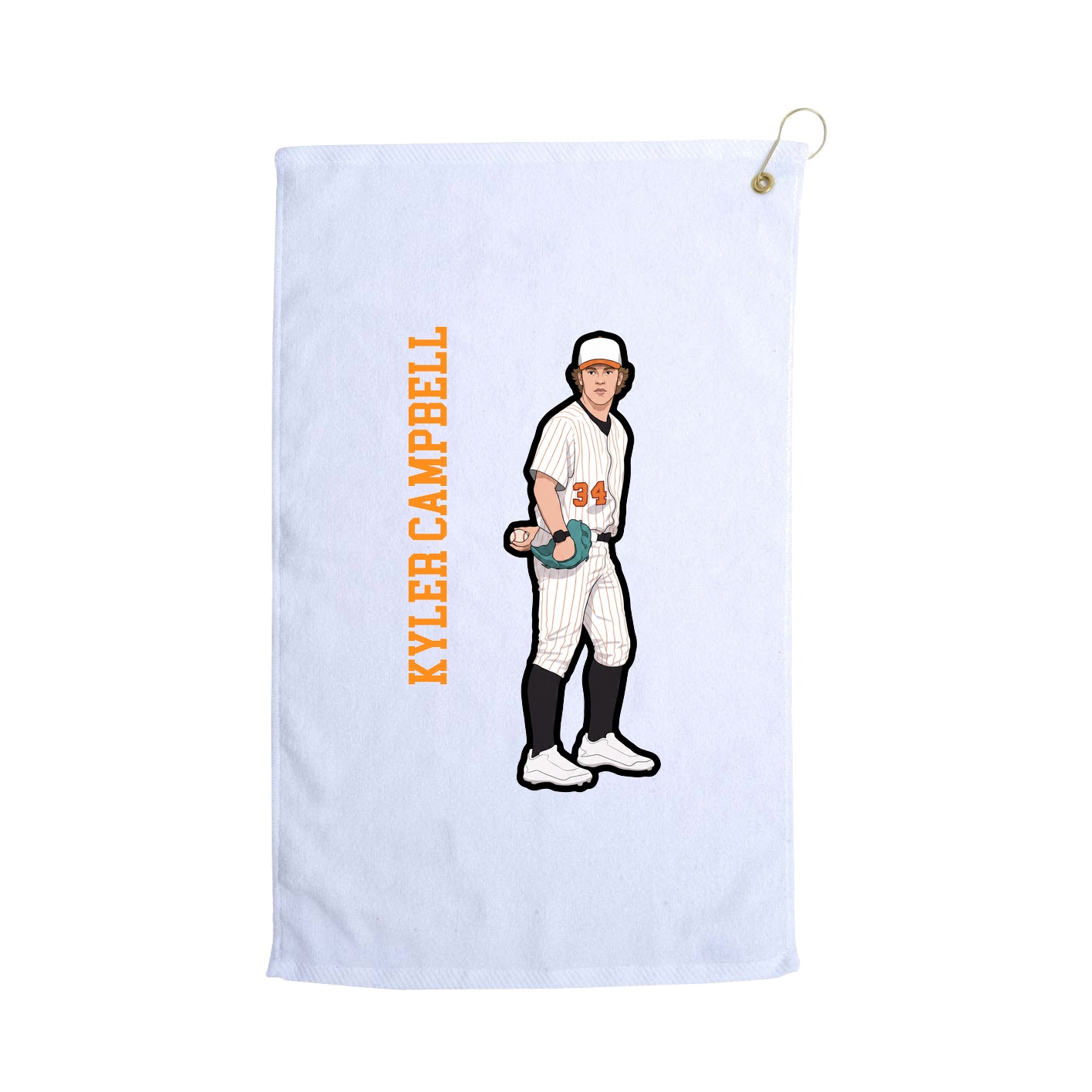 Golf Towel — Name Vertical in White