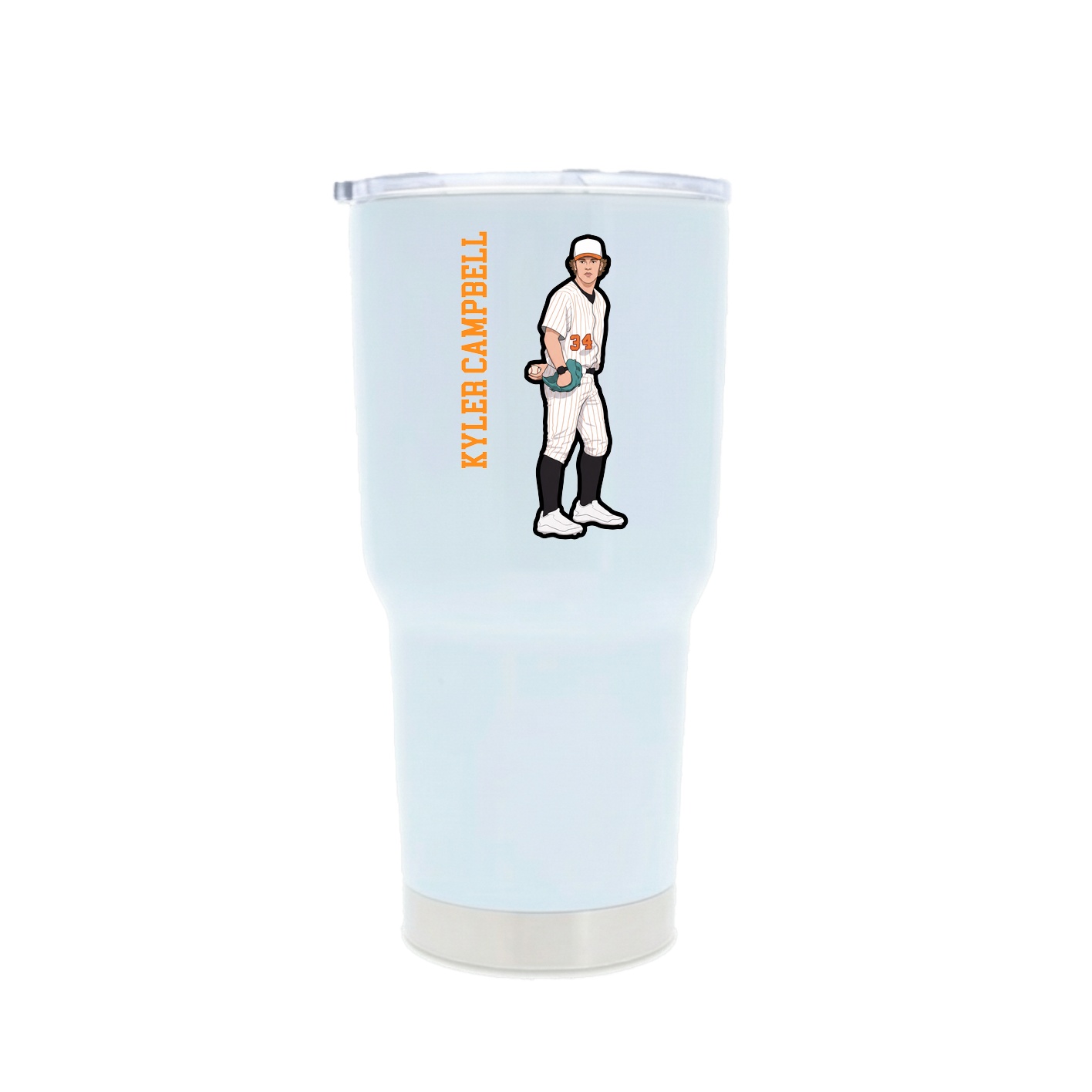 30oz Stainless Steel Tumbler — Name Vertical in White