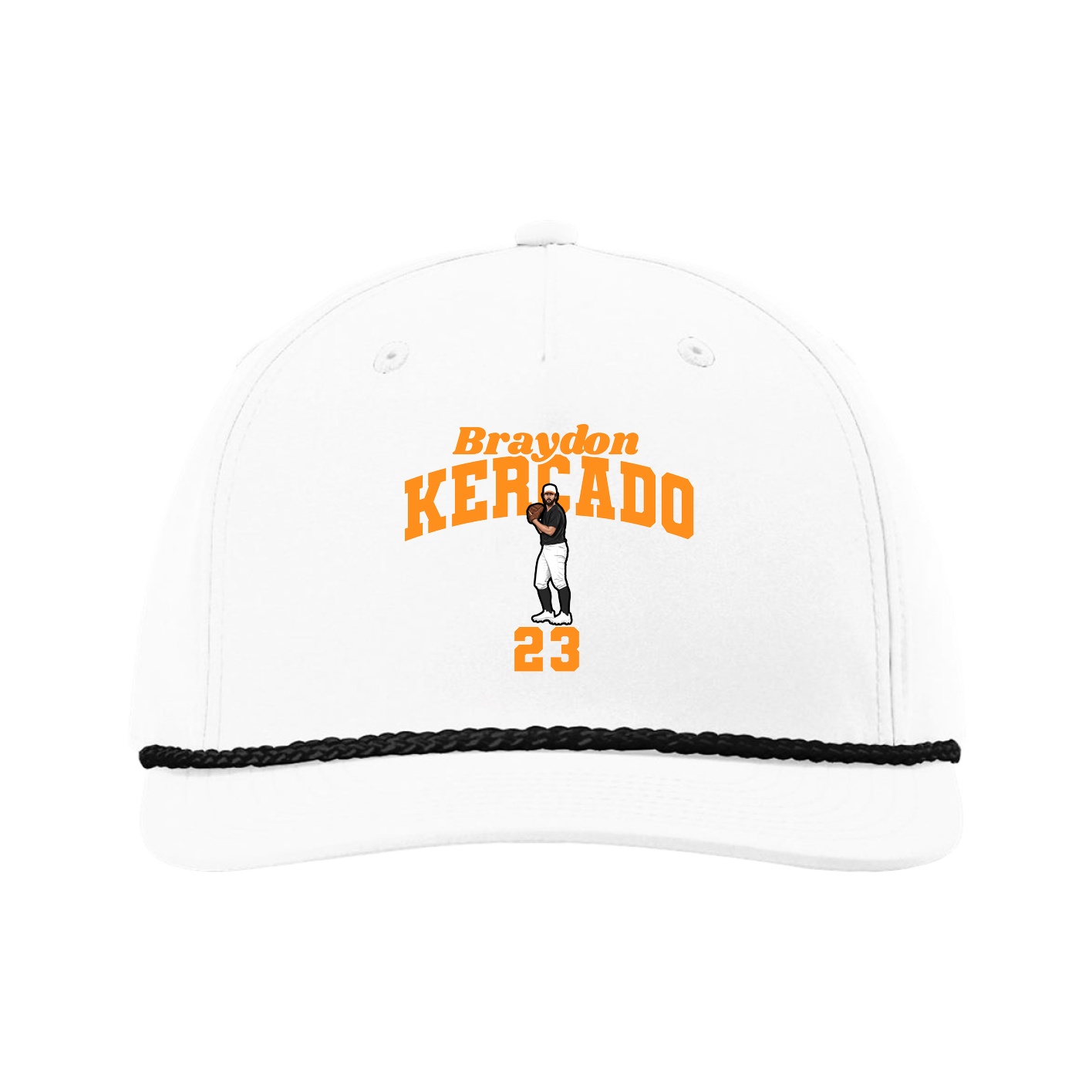 Five-Panel Classic Rope Cap — Signature Arch in White