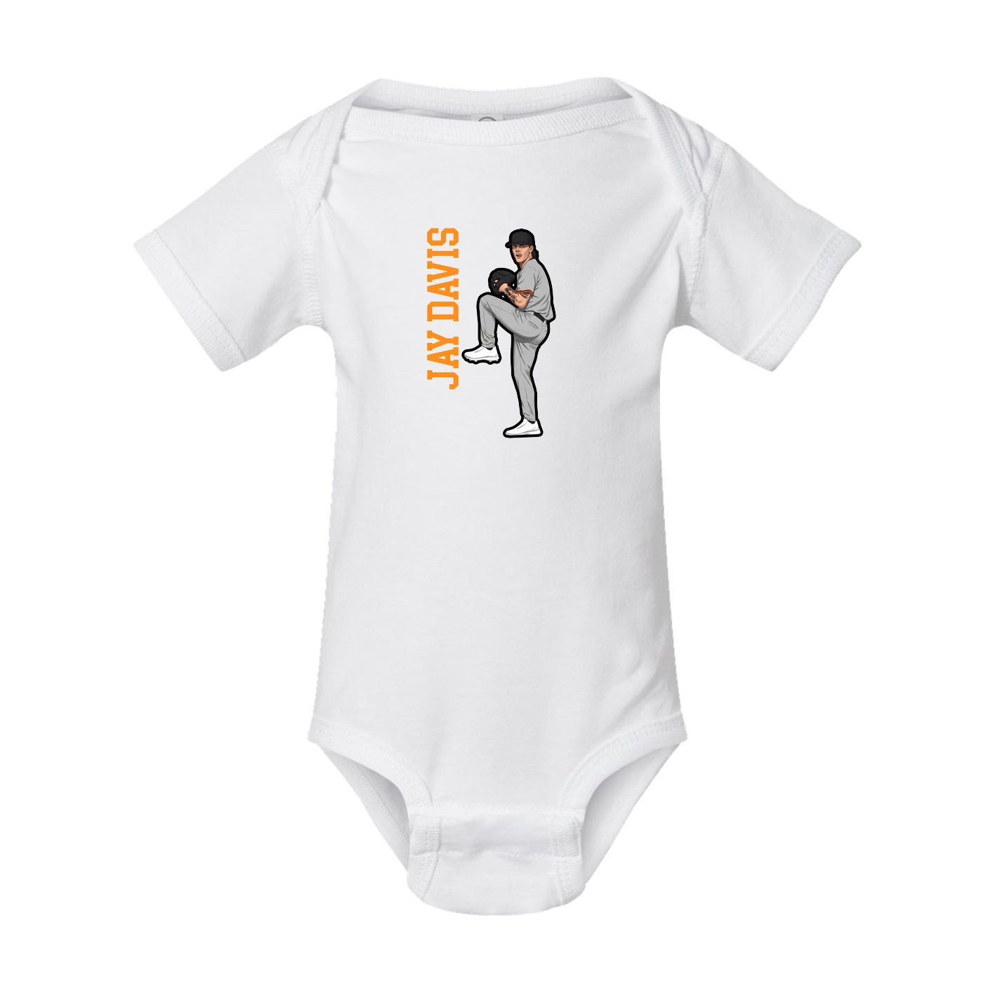 Baby Onesie — Name Vertical in White