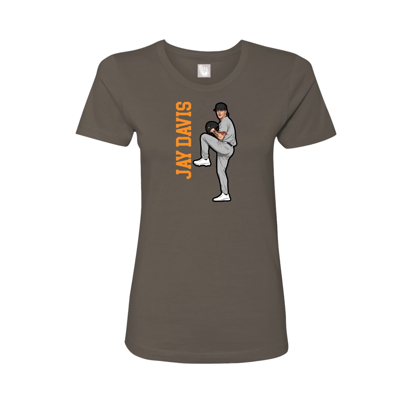 Fitted Women's Tee — Name Vertical in Grey