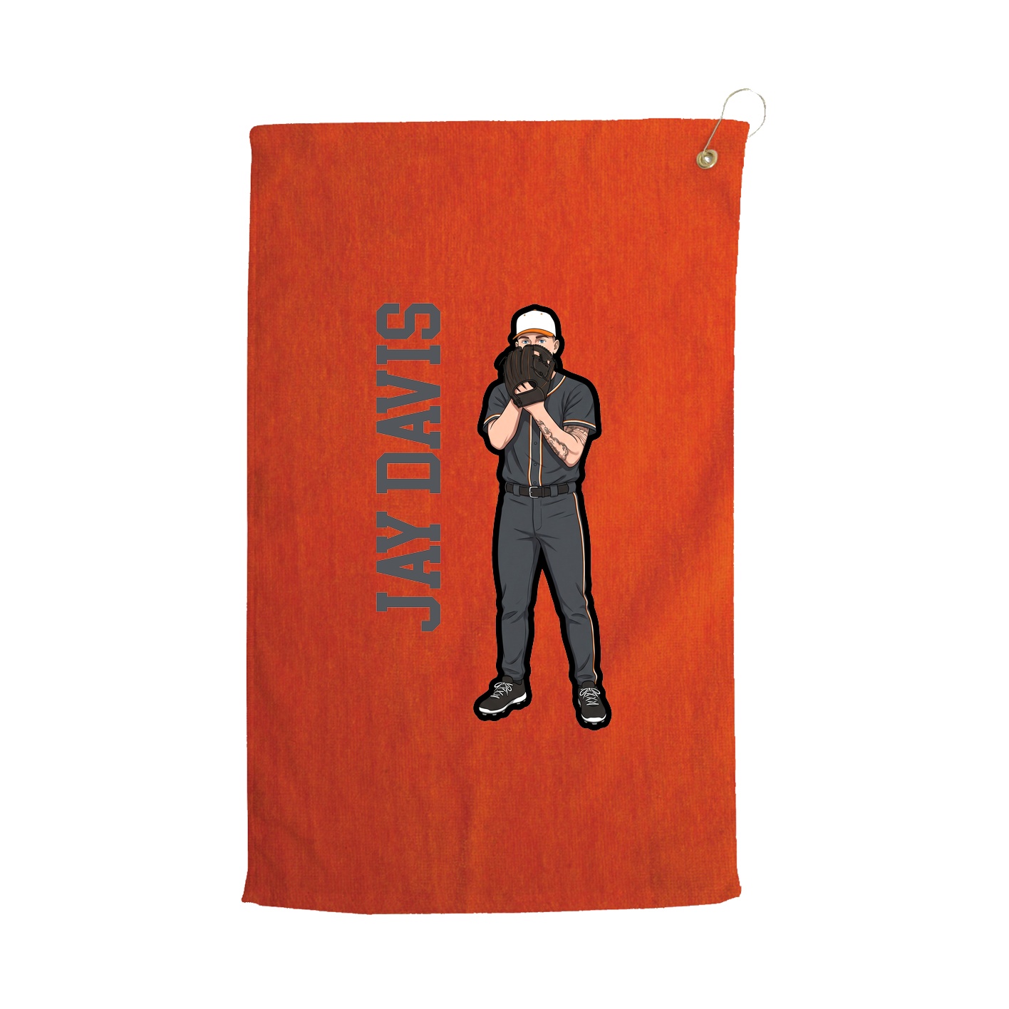 Golf Towel — Name Vertical in Orange
