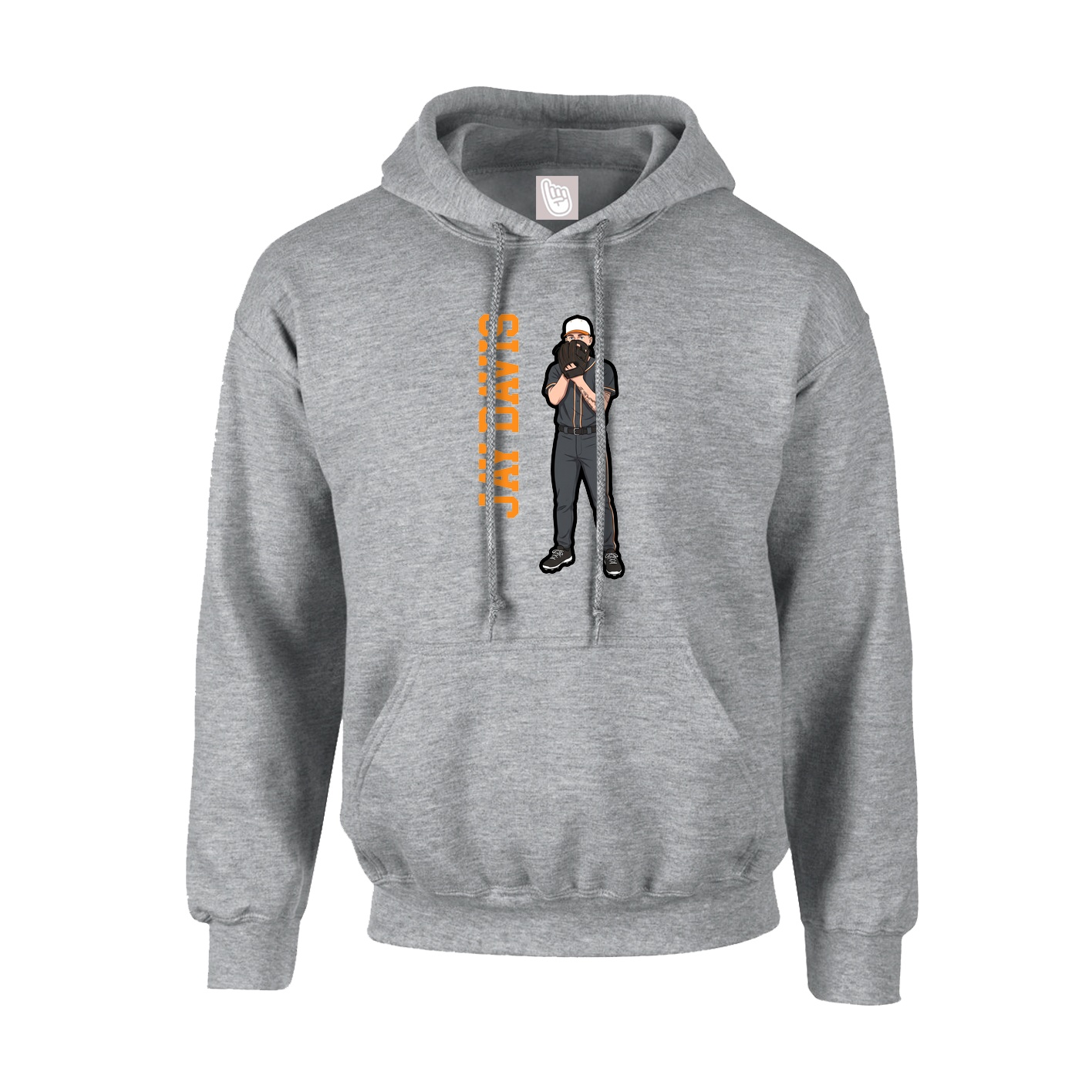 Hoodie — Name Vertical in Grey