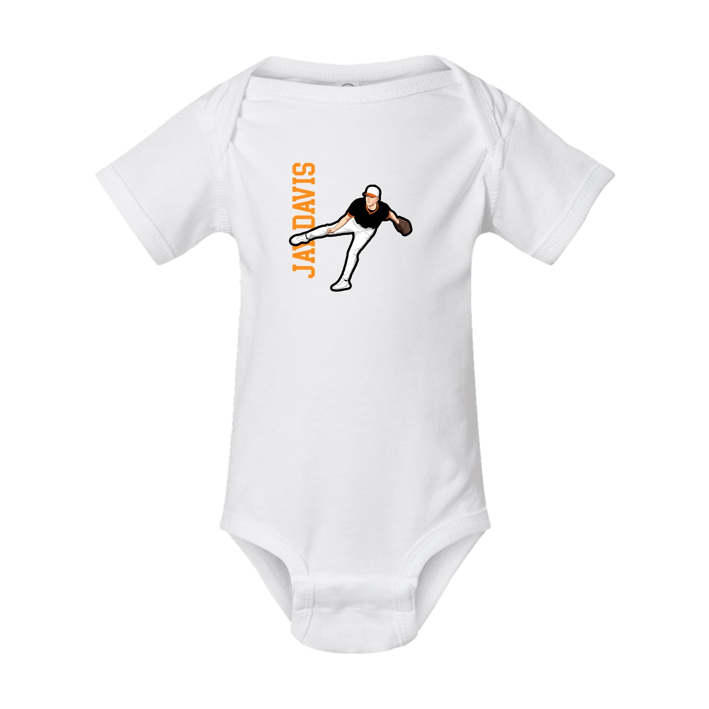 Baby Onesie — Name Vertical in White