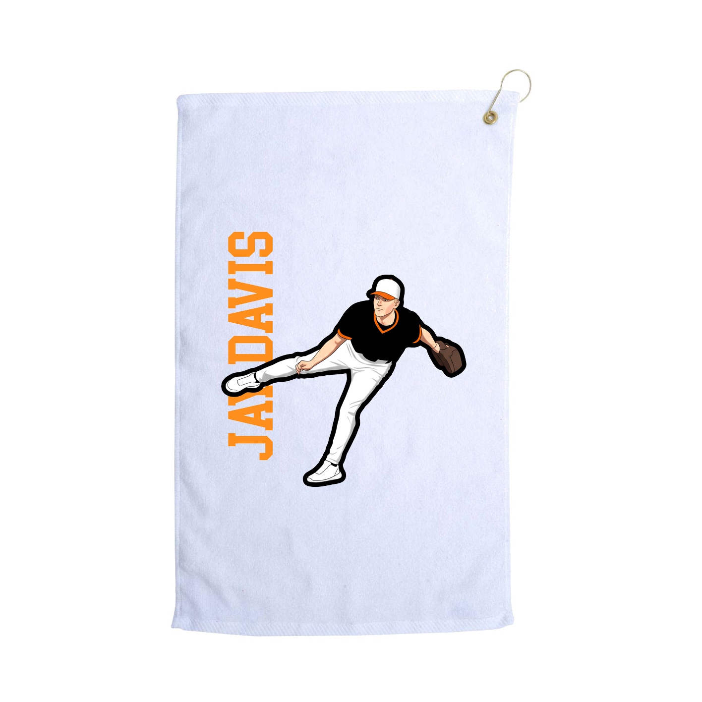 Golf Towel — Name Vertical in White