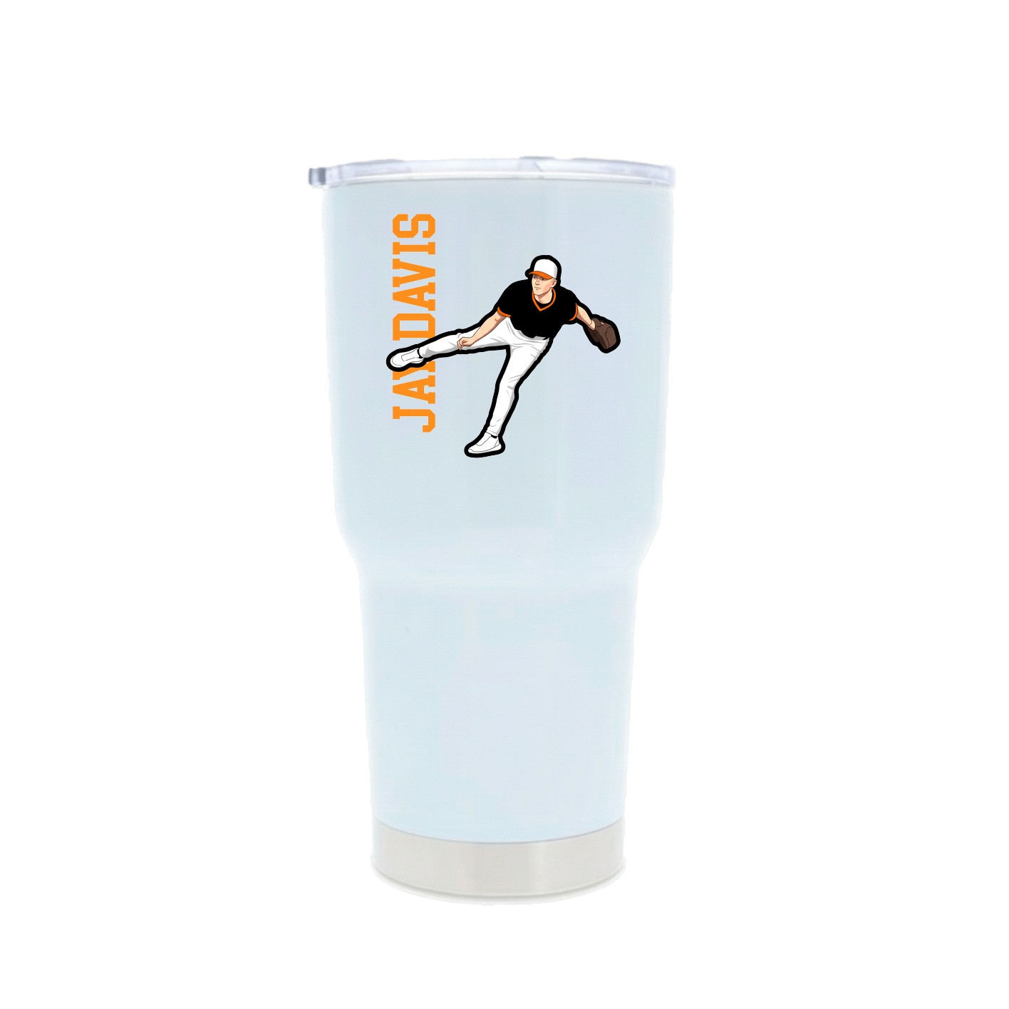 30oz Stainless Steel Tumbler — Name Vertical in White