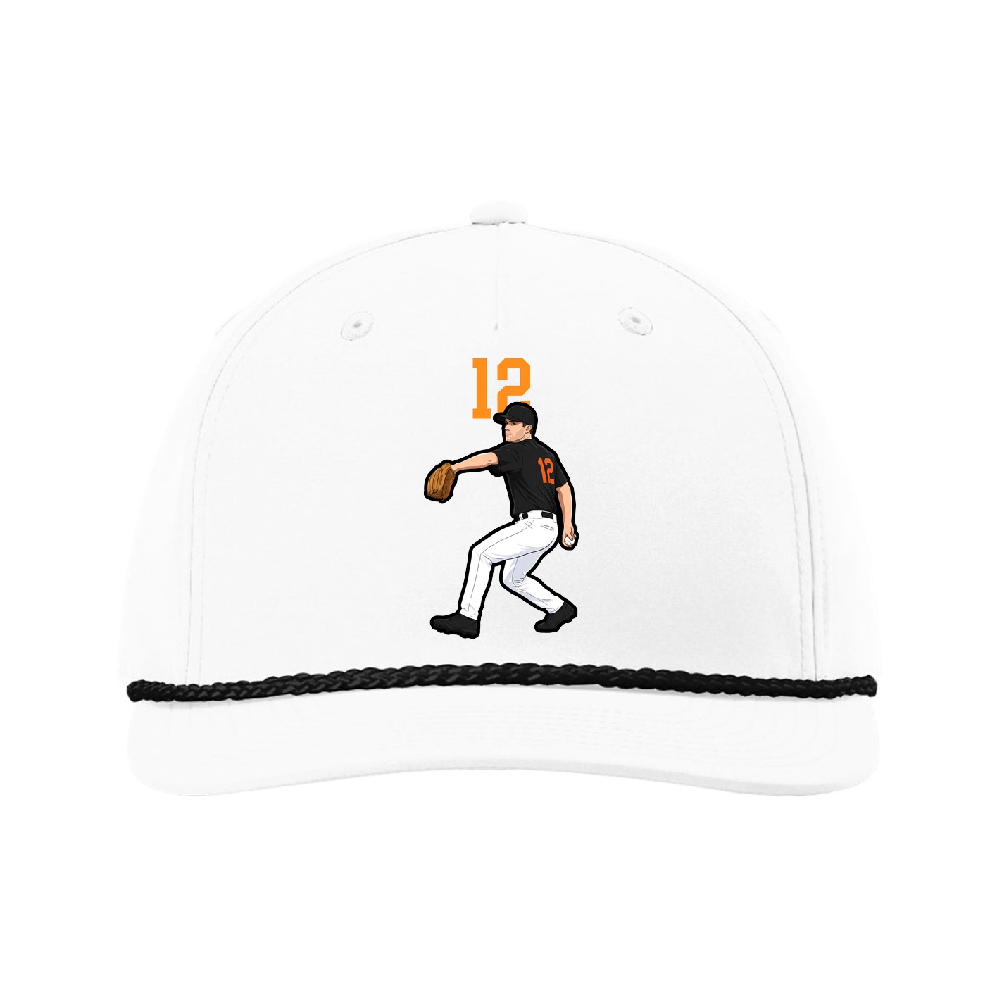 Five-Panel Classic Rope Cap — Number Top in White