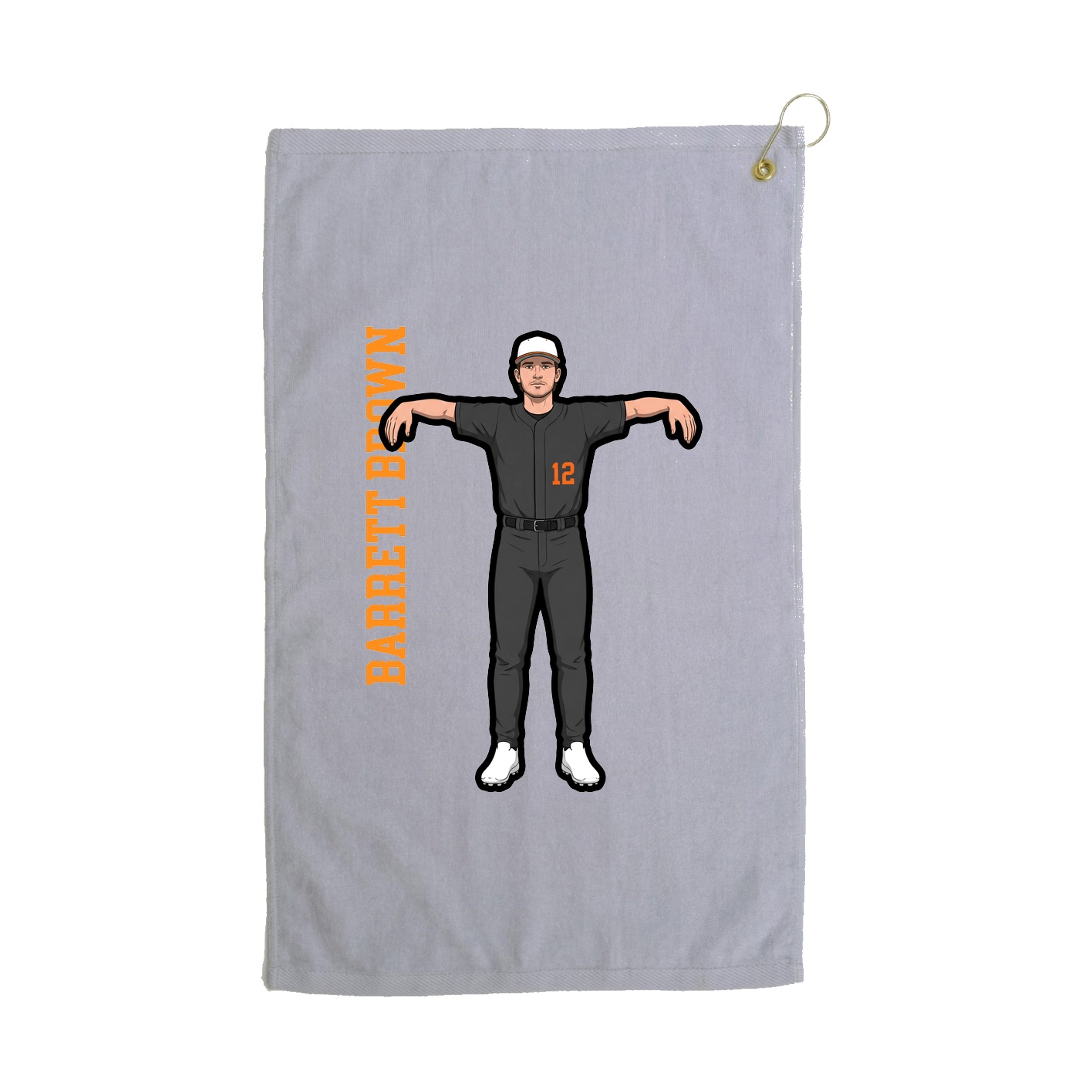 Golf Towel — Name Vertical in Grey