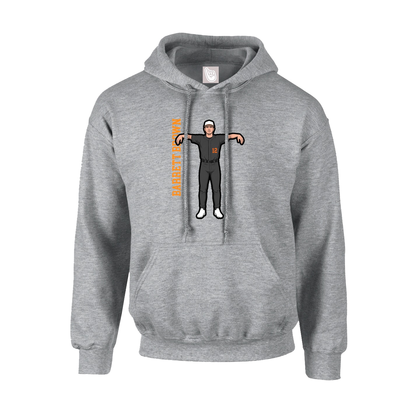 Youth Hoodie — Name Vertical in Grey