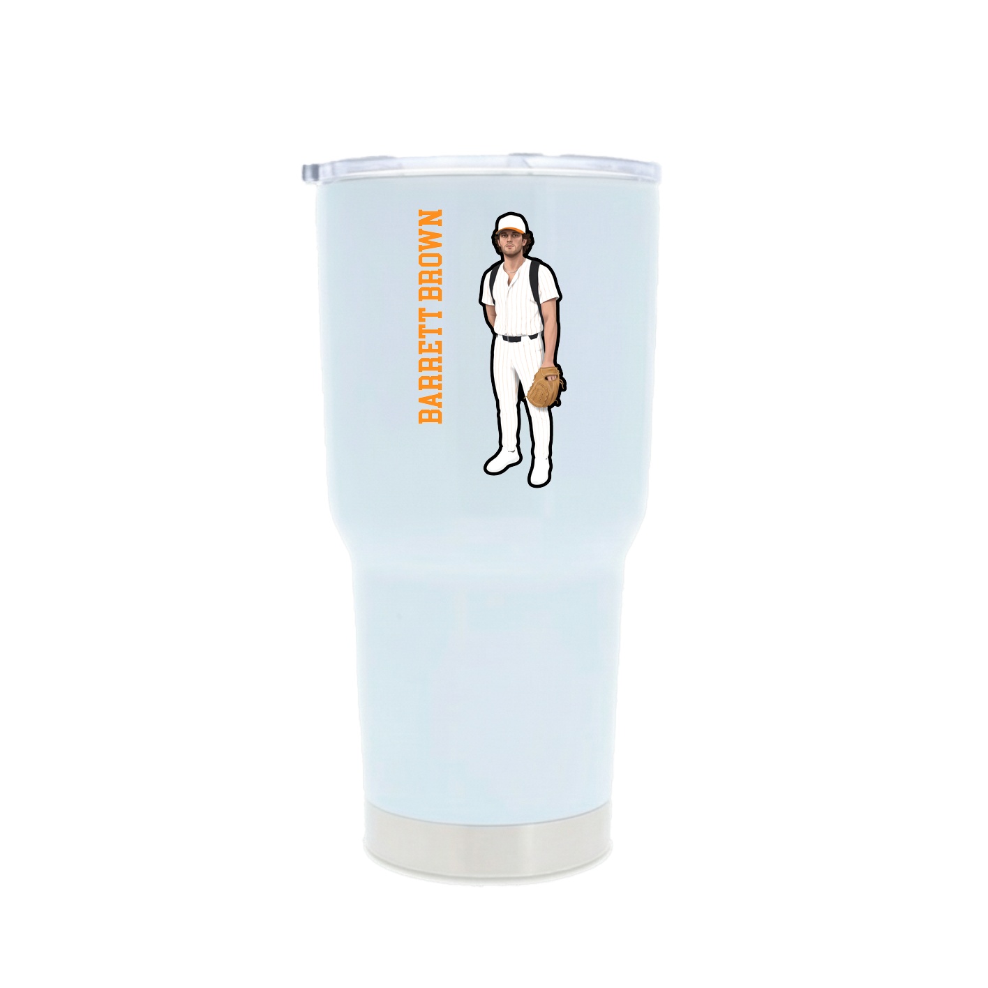 30oz Stainless Steel Tumbler — Name Vertical in White
