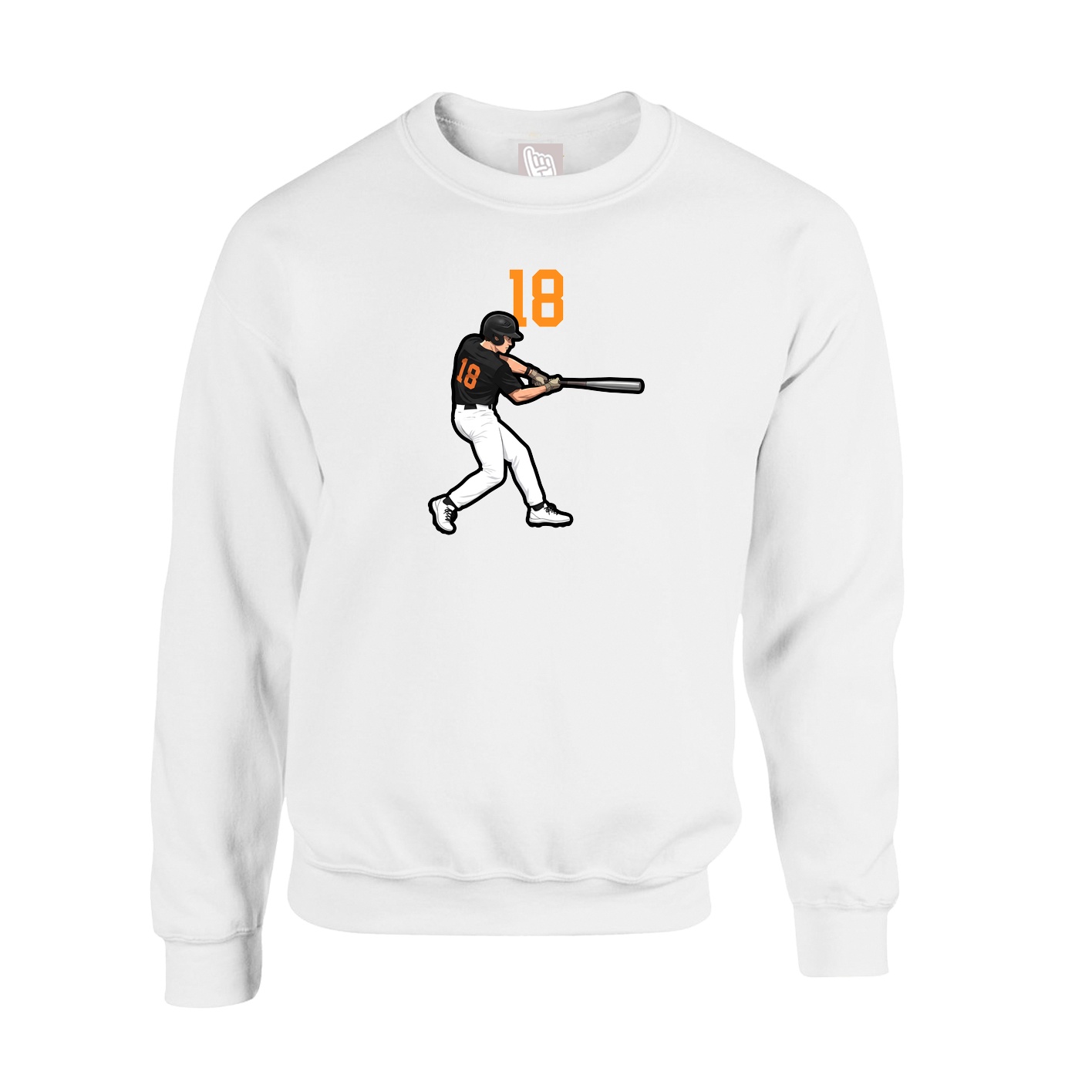 Fleece Crew — Number Top in White