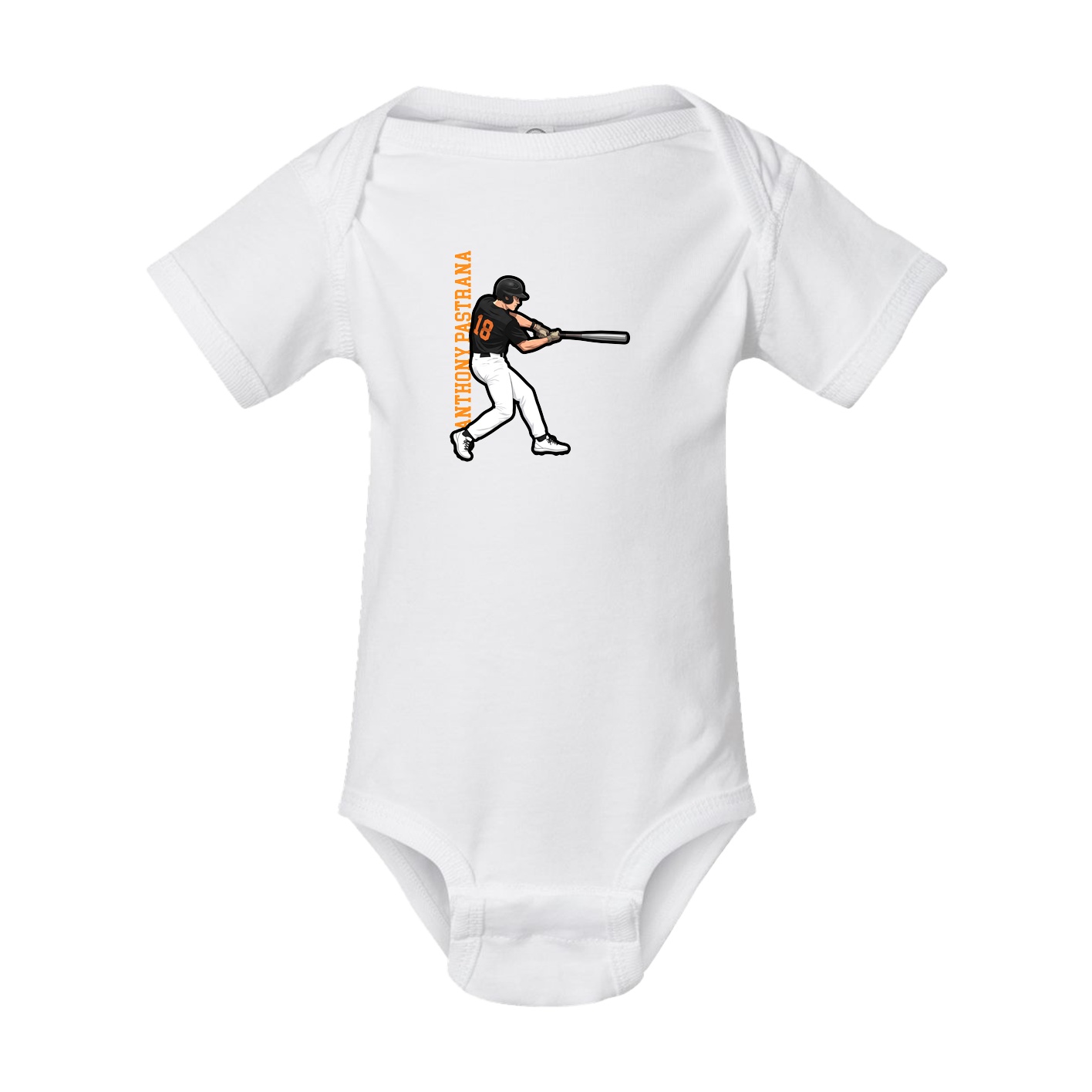 Baby Onesie — Name Vertical in White