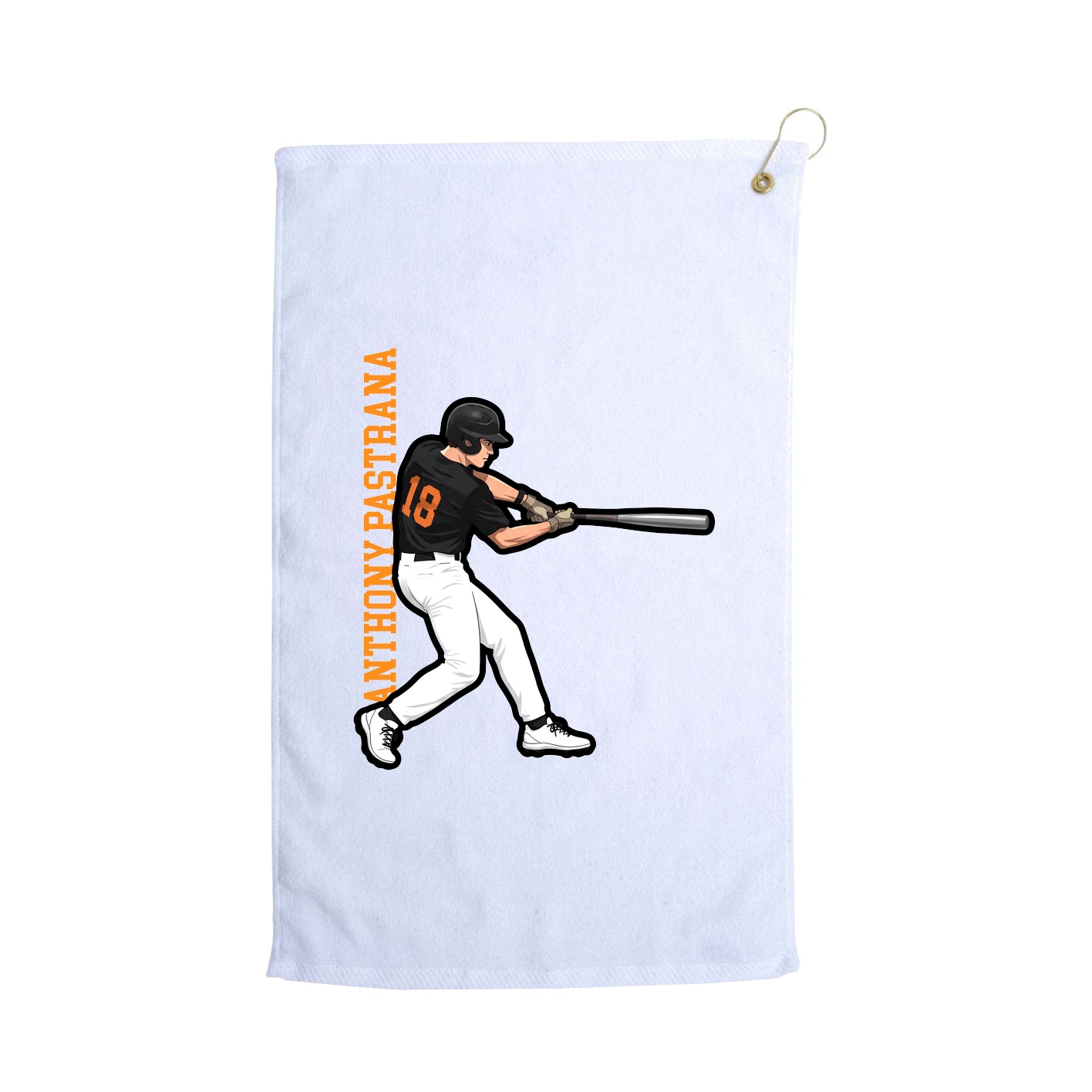 Golf Towel — Name Vertical in White