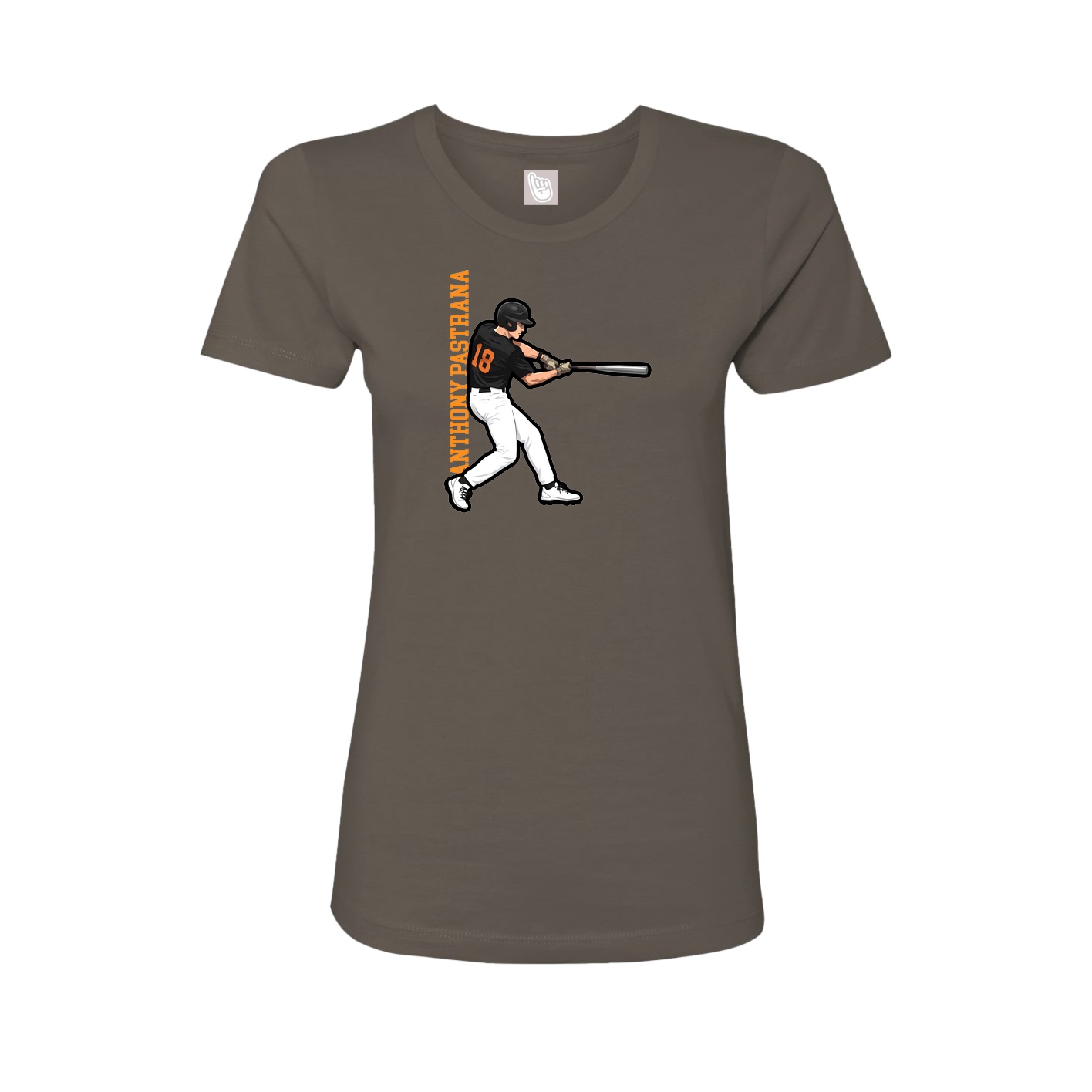 Fitted Women's Tee — Name Vertical in Grey
