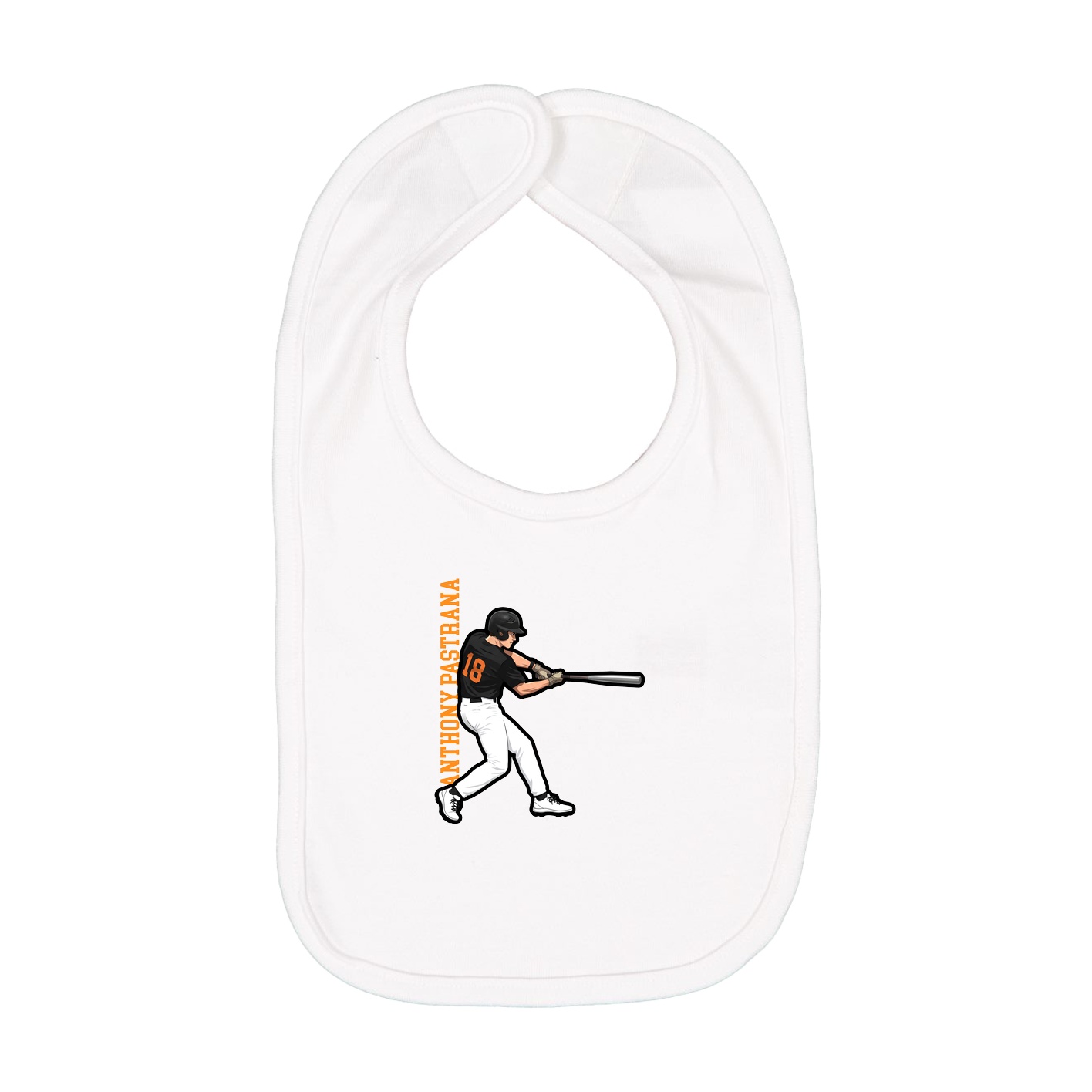 Infant Bib — Name Vertical in White