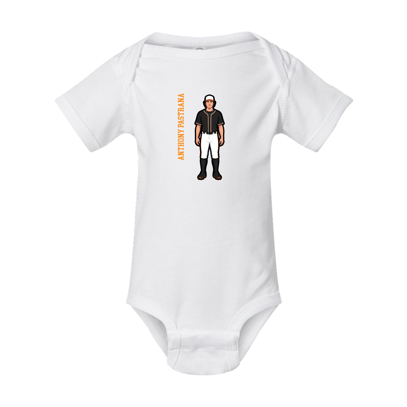 Baby Onesie — Name Vertical in White