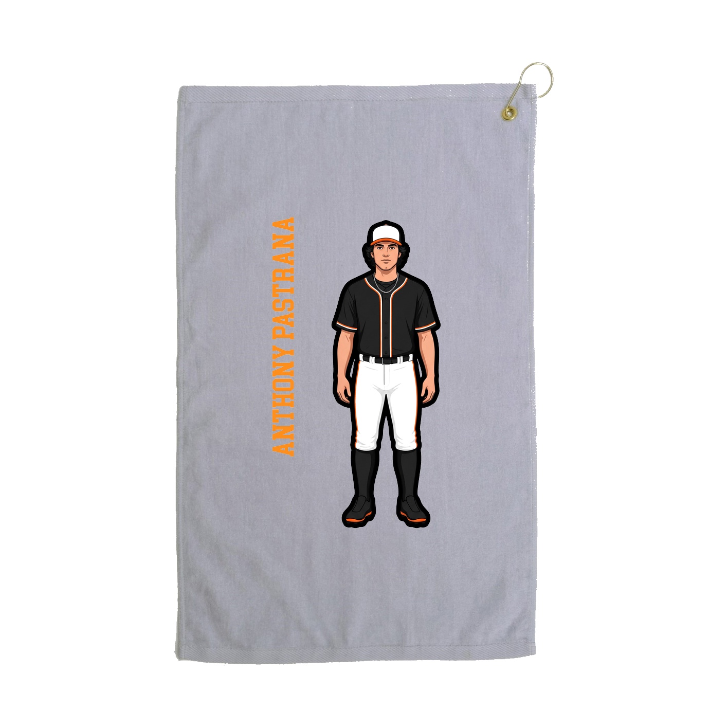 Golf Towel — Name Vertical in Grey