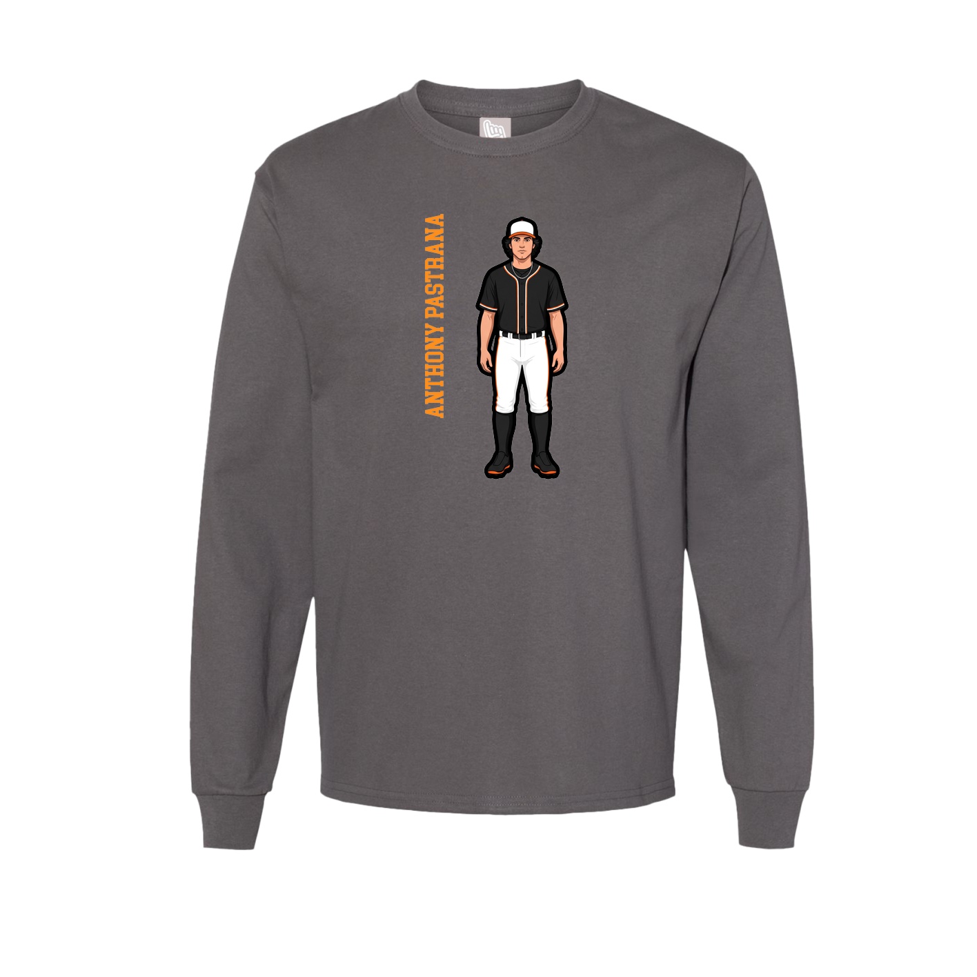 Long Sleeve Tee — Name Vertical in Grey