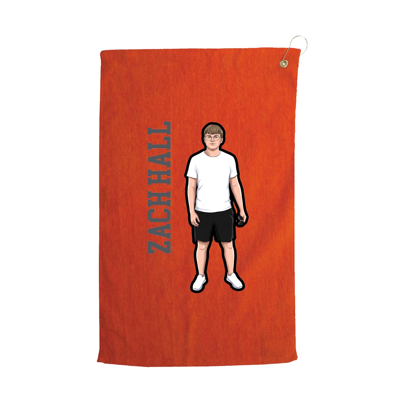 Golf Towel — Name Vertical in Orange