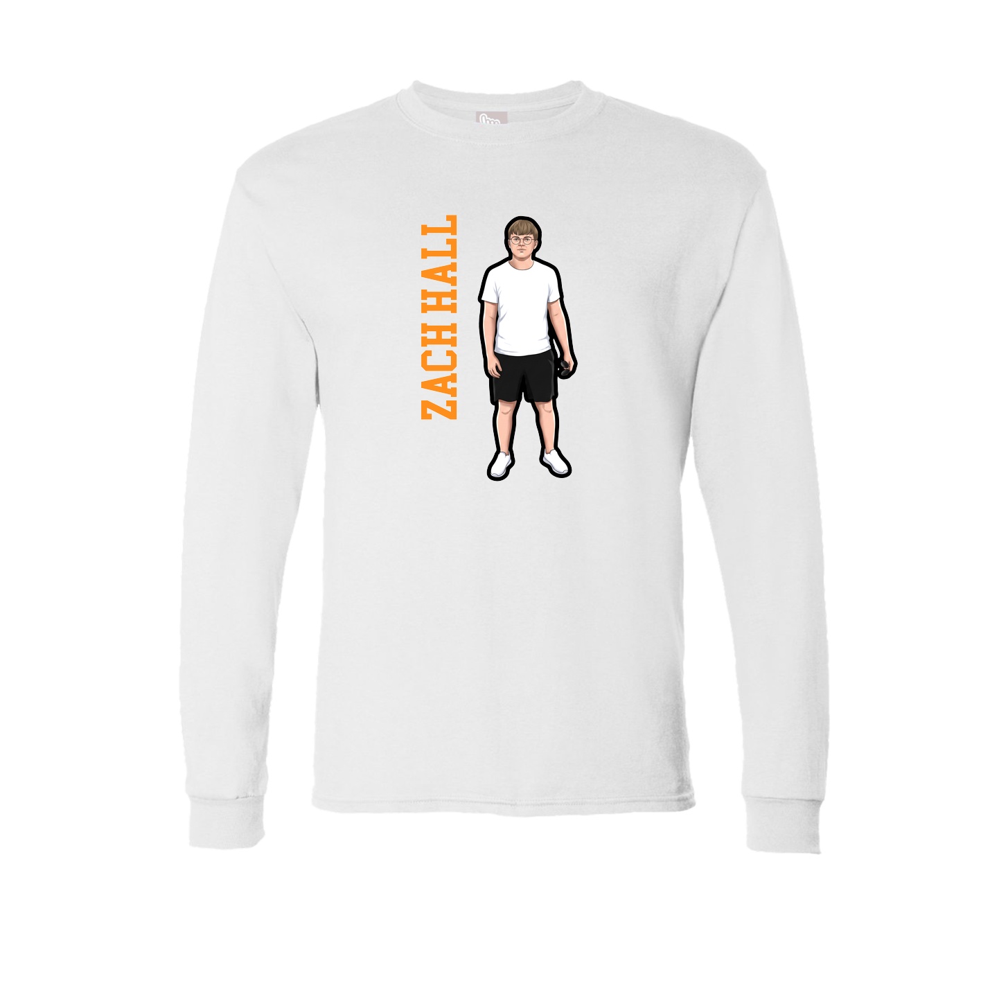 Long Sleeve Tee — Name Vertical in White