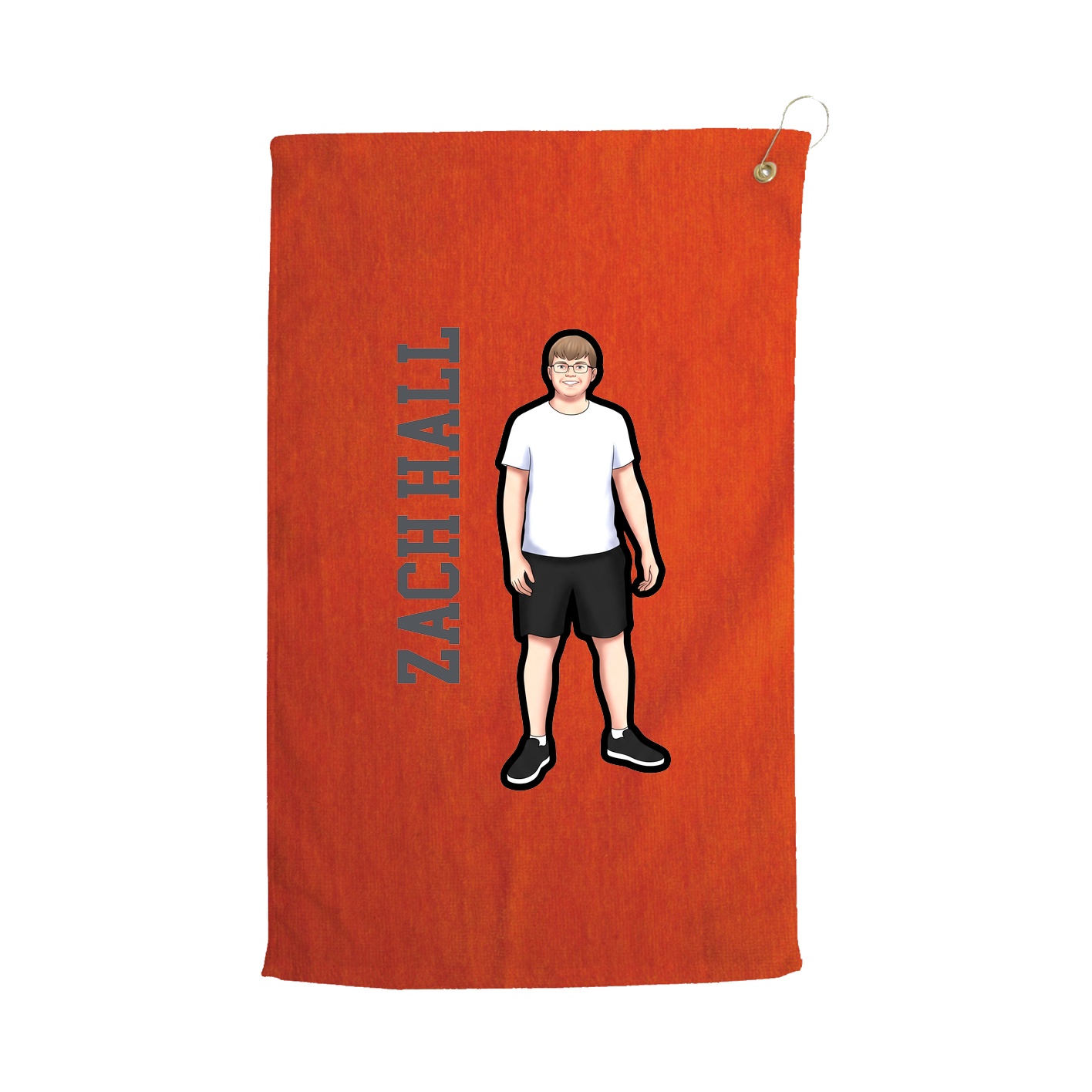 Golf Towel — Name Vertical in Orange