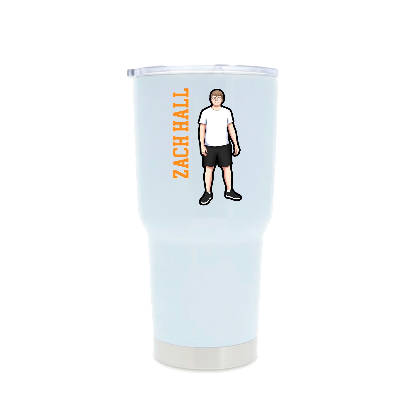 30oz Stainless Steel Tumbler — Name Vertical in White