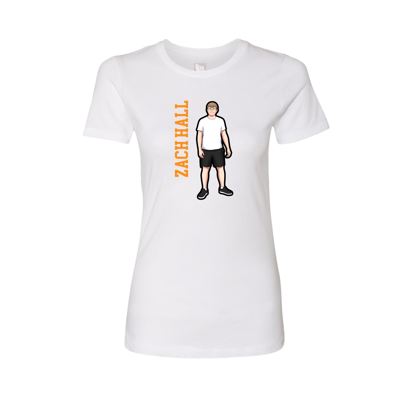 Fitted Women's Tee — Name Vertical in White