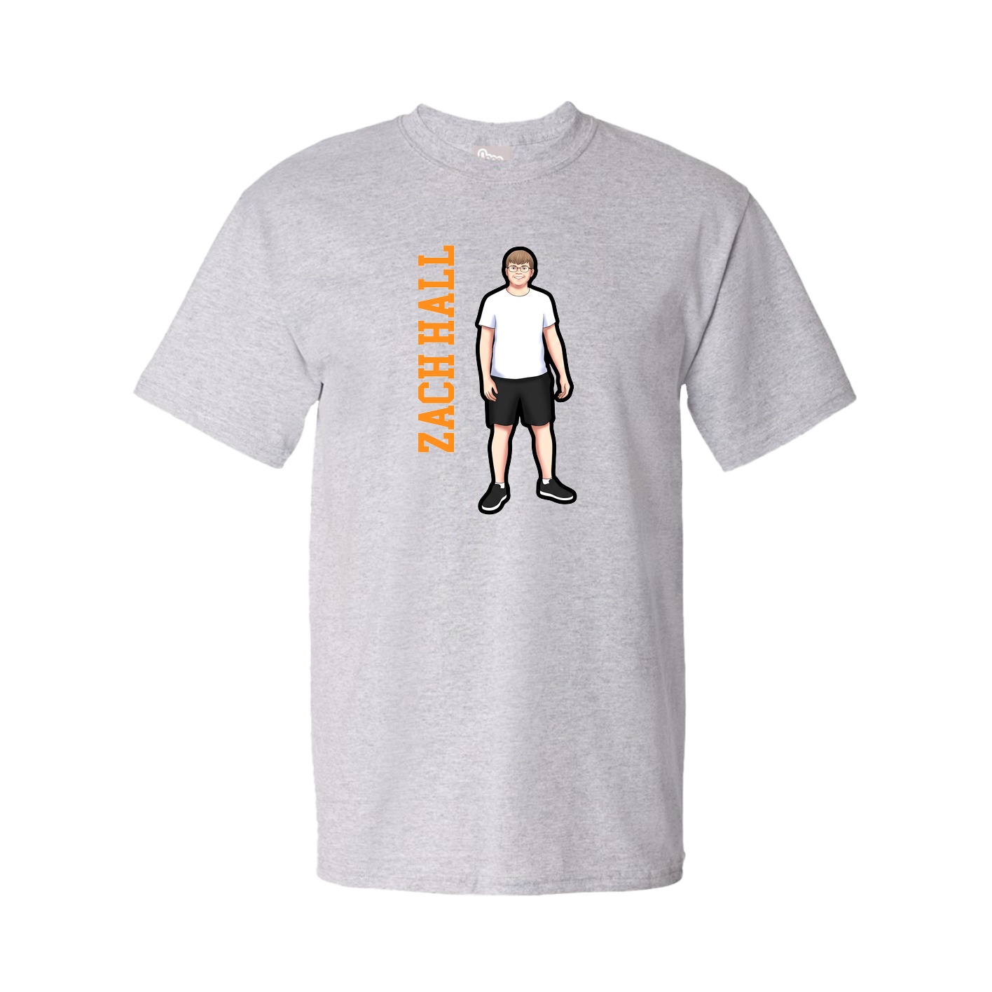 Youth Tee — Name Vertical in Grey