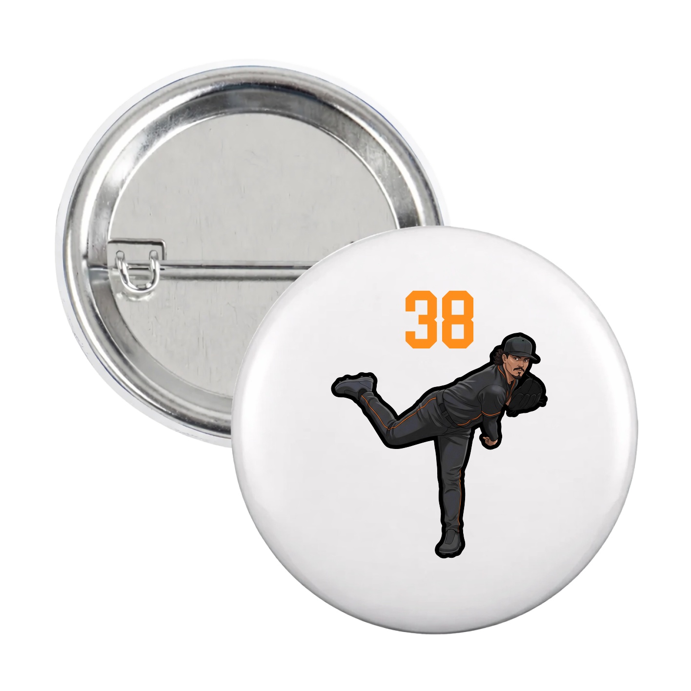 Game Day Button — Number Top in White
