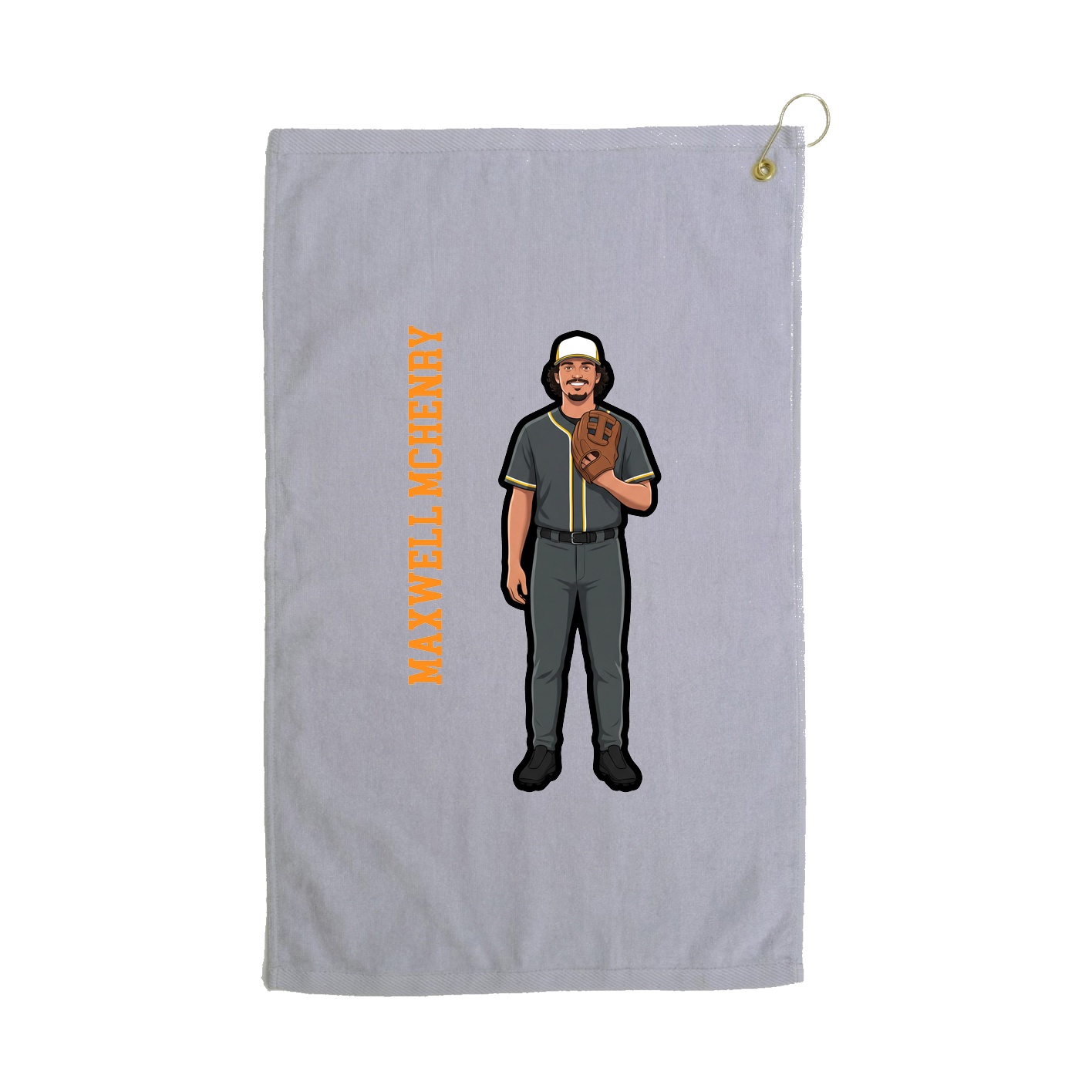 Golf Towel — Name Vertical in Grey