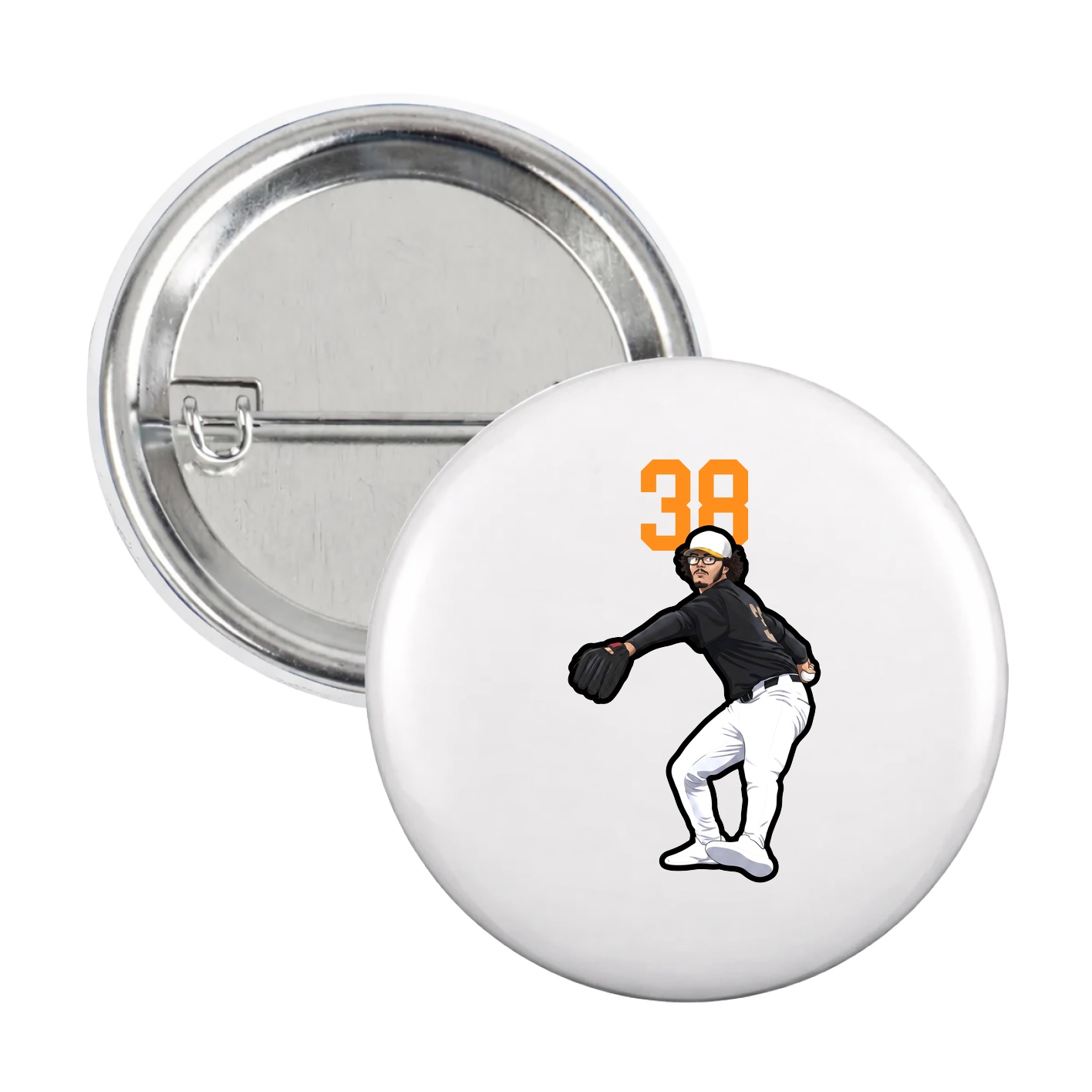 Game Day Button — Number Top in White