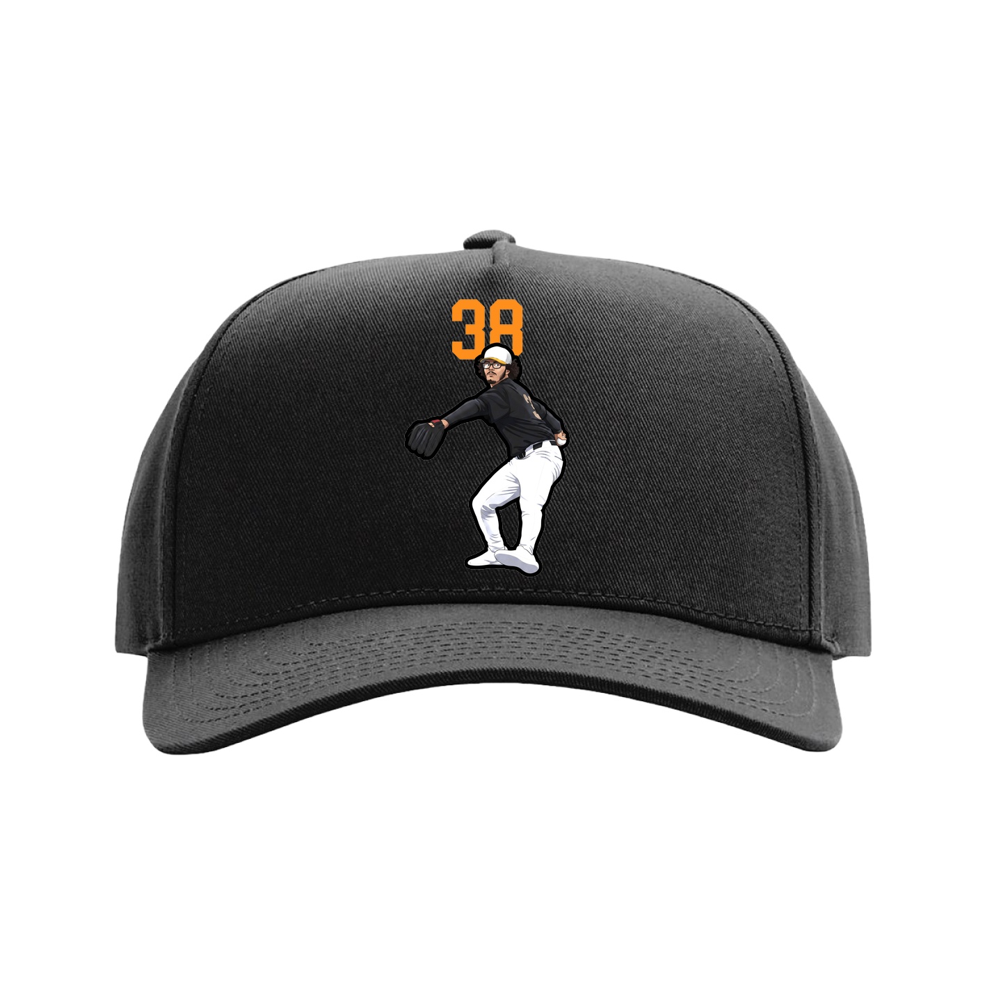 Full Fabric Five-Panel Champ Cap — Number Top in Black