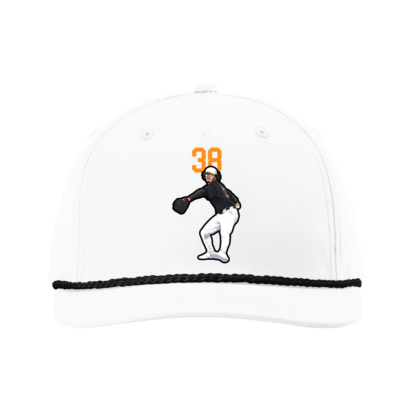 Five-Panel Classic Rope Cap — Number Top in White