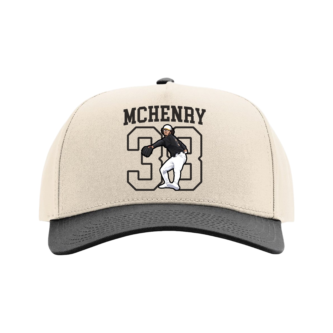 Full Fabric Five-Panel Champ Cap — Shirsey in Cream/Black