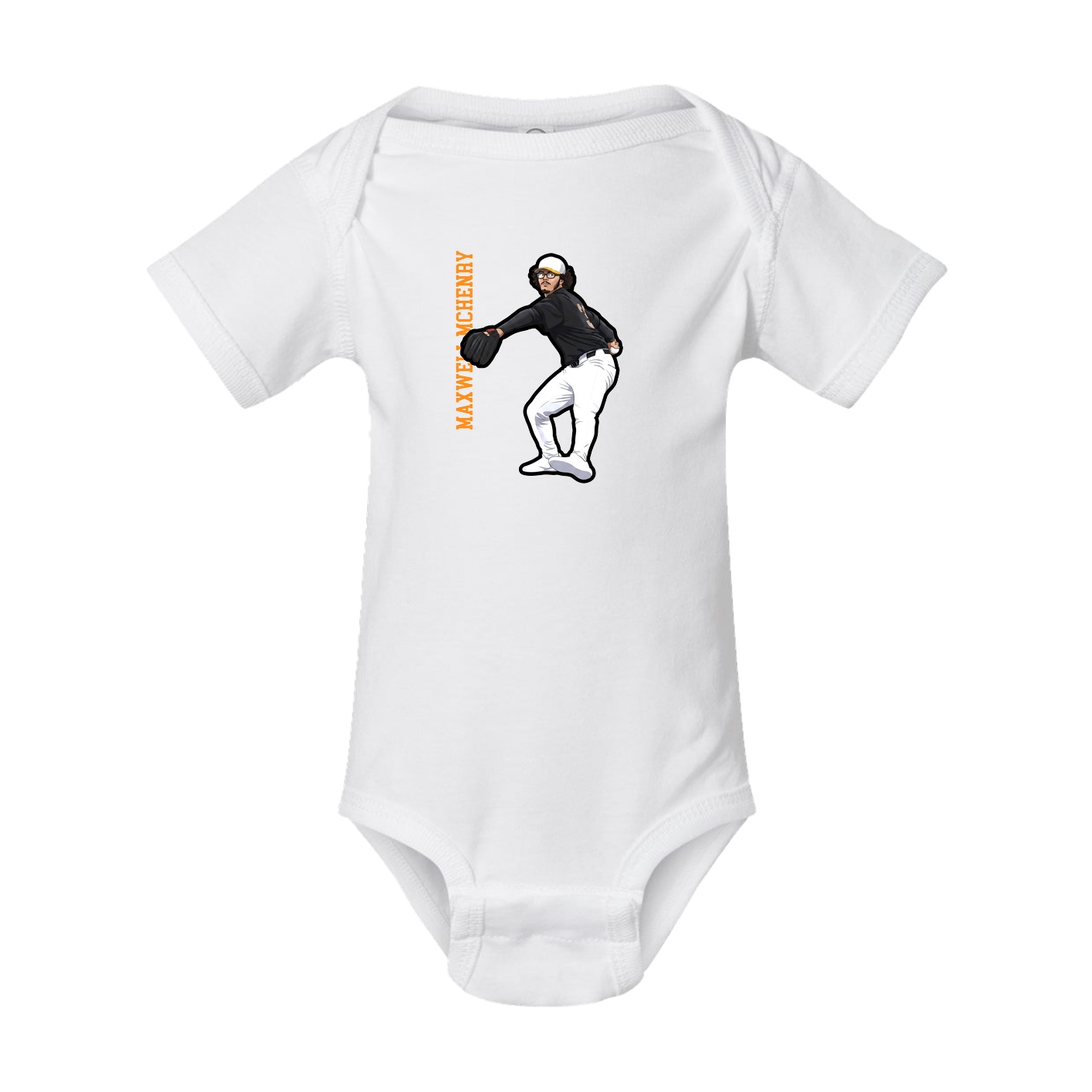 Baby Onesie — Name Vertical in White