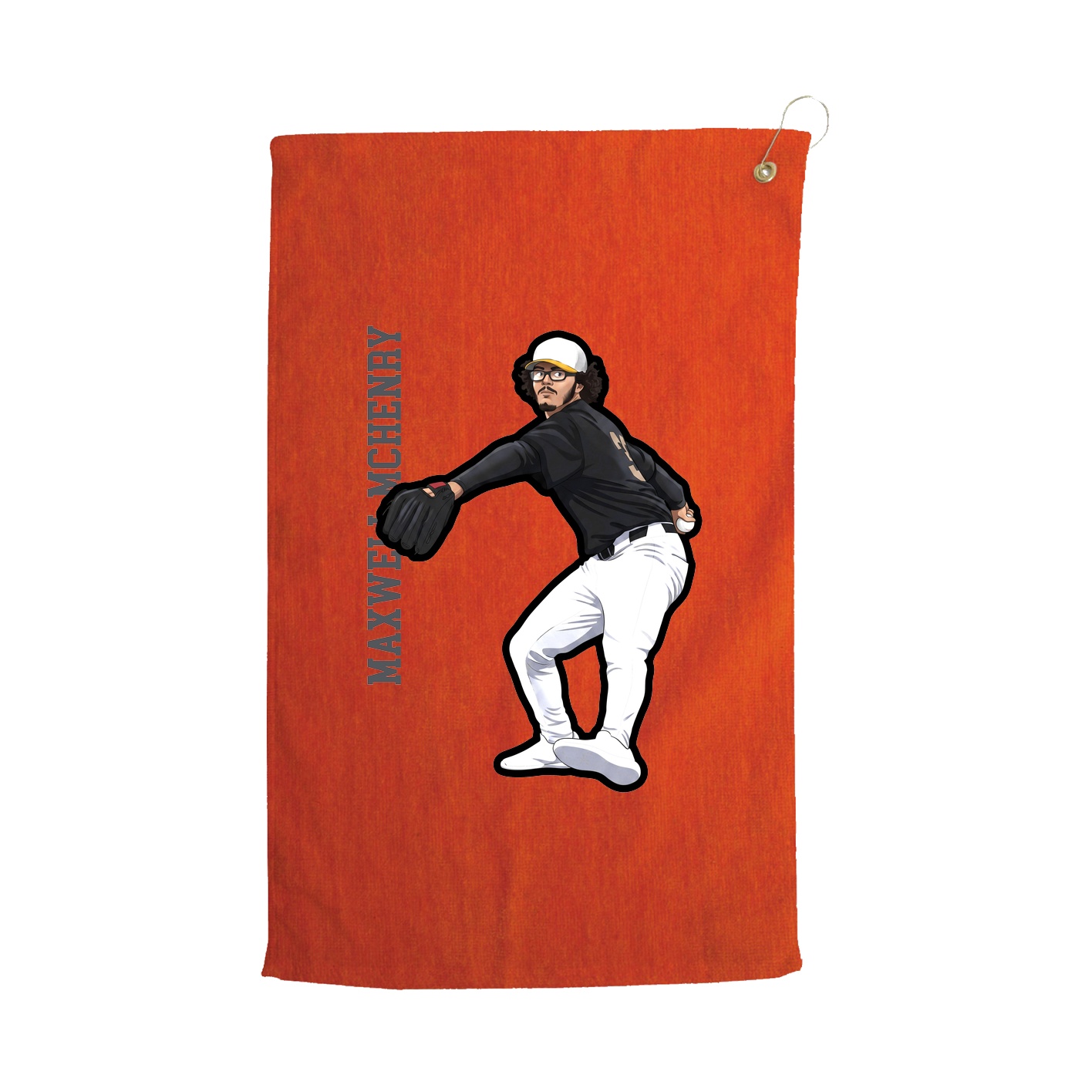 Golf Towel — Name Vertical in Orange
