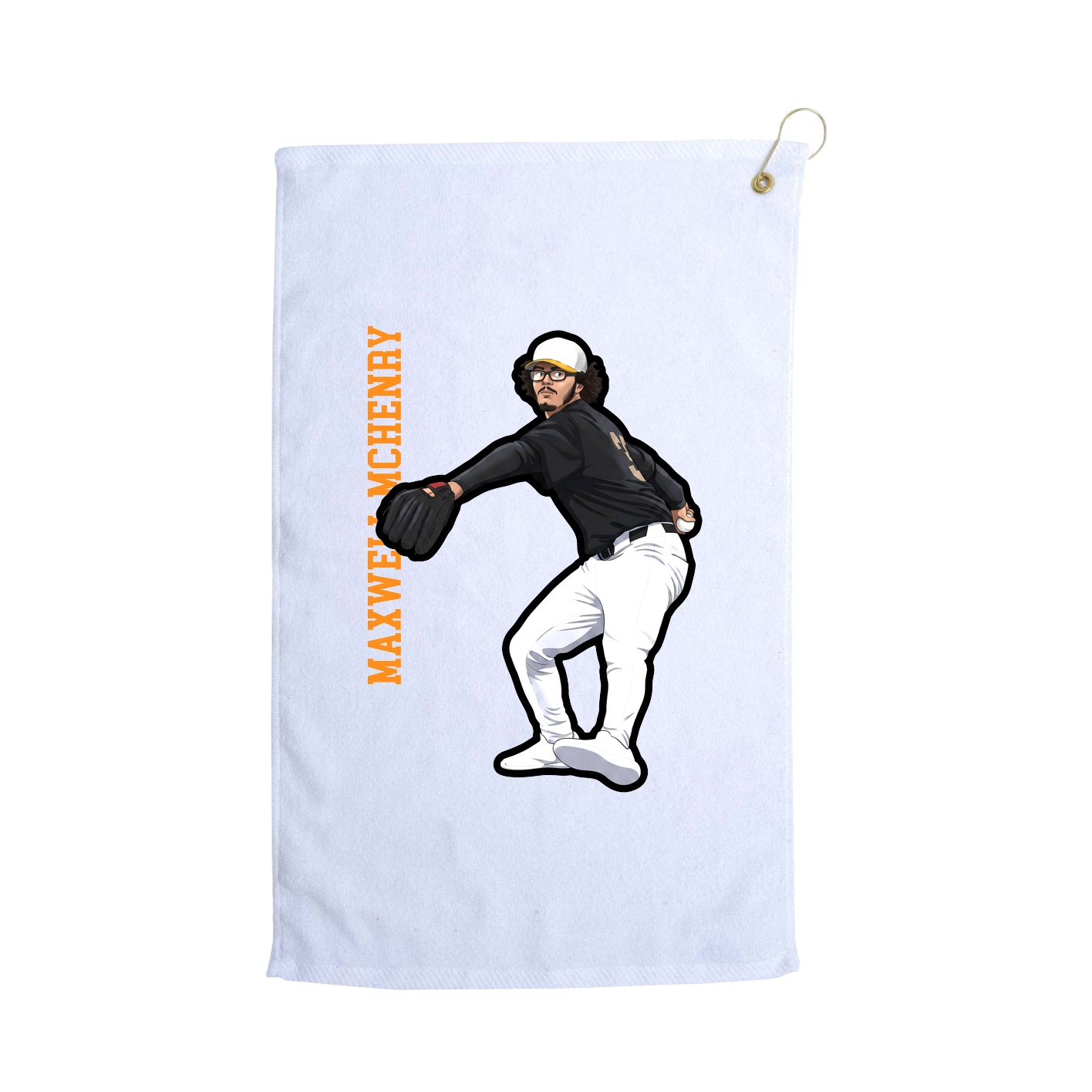 Golf Towel — Name Vertical in White