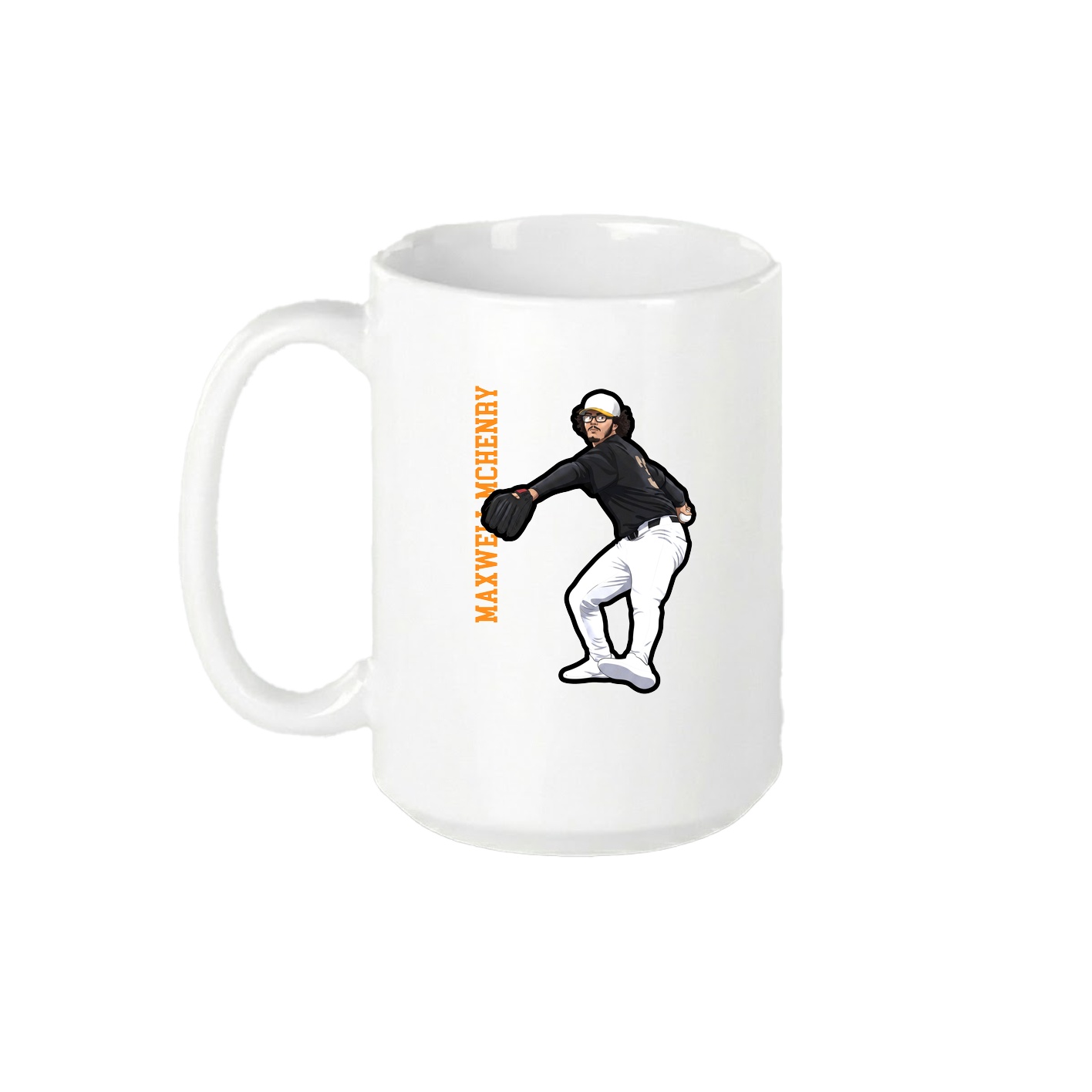 15oz Coffee Mug — Name Vertical in White