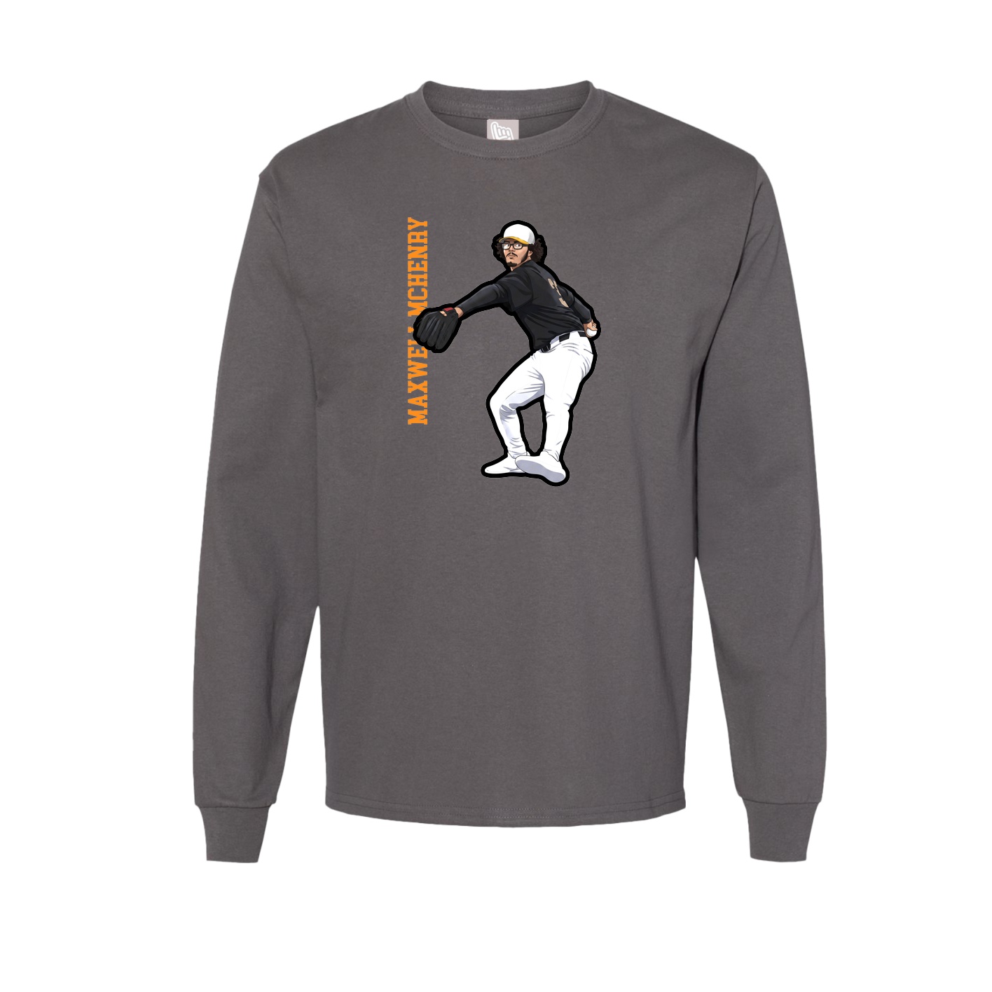 Long Sleeve Tee — Name Vertical in Grey