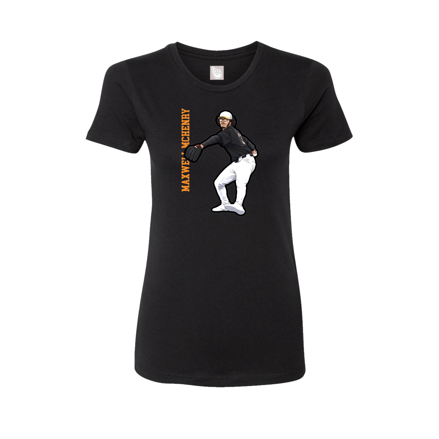 Fitted Women's Tee — Name Vertical in Black