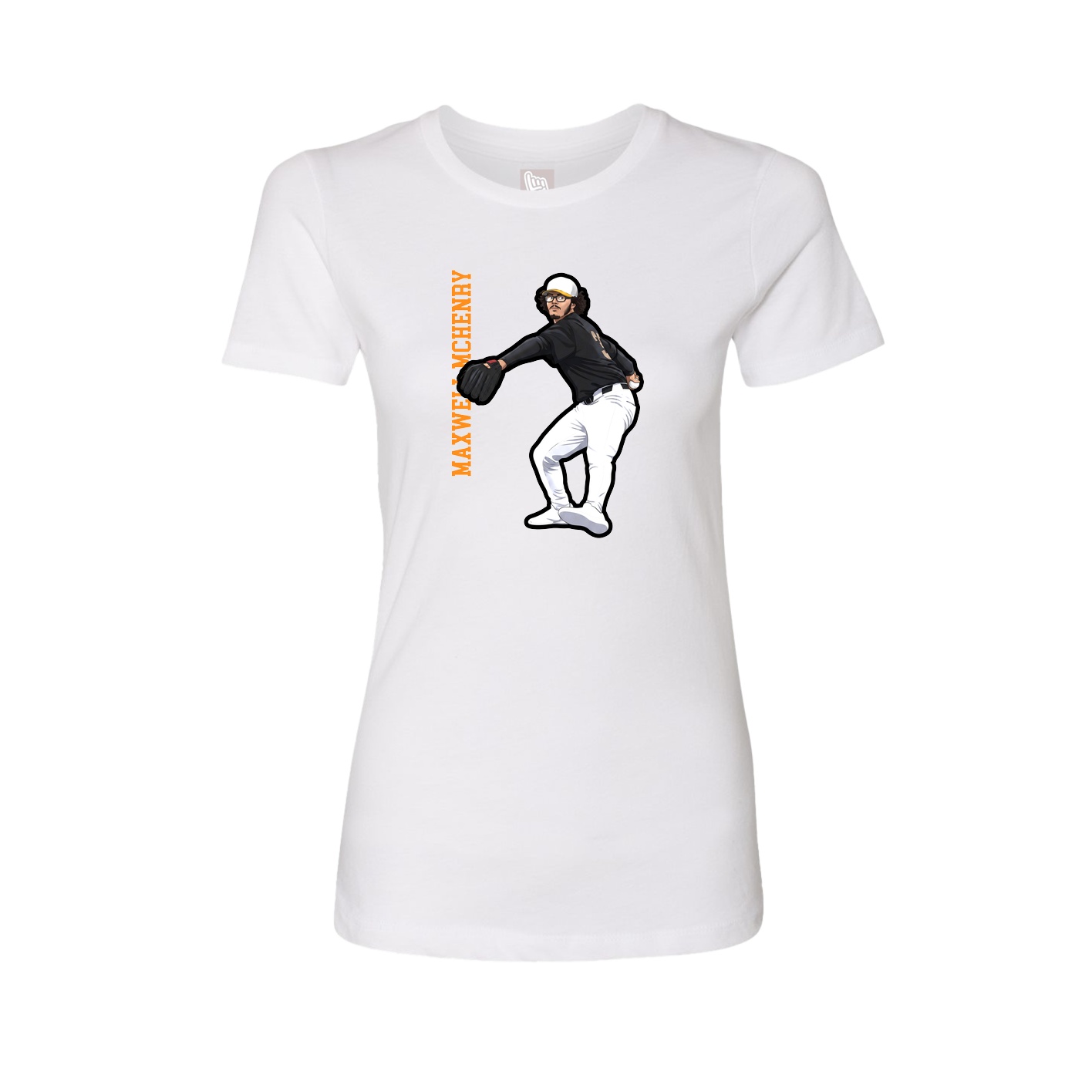 Womens Tee — Name Vertical in White