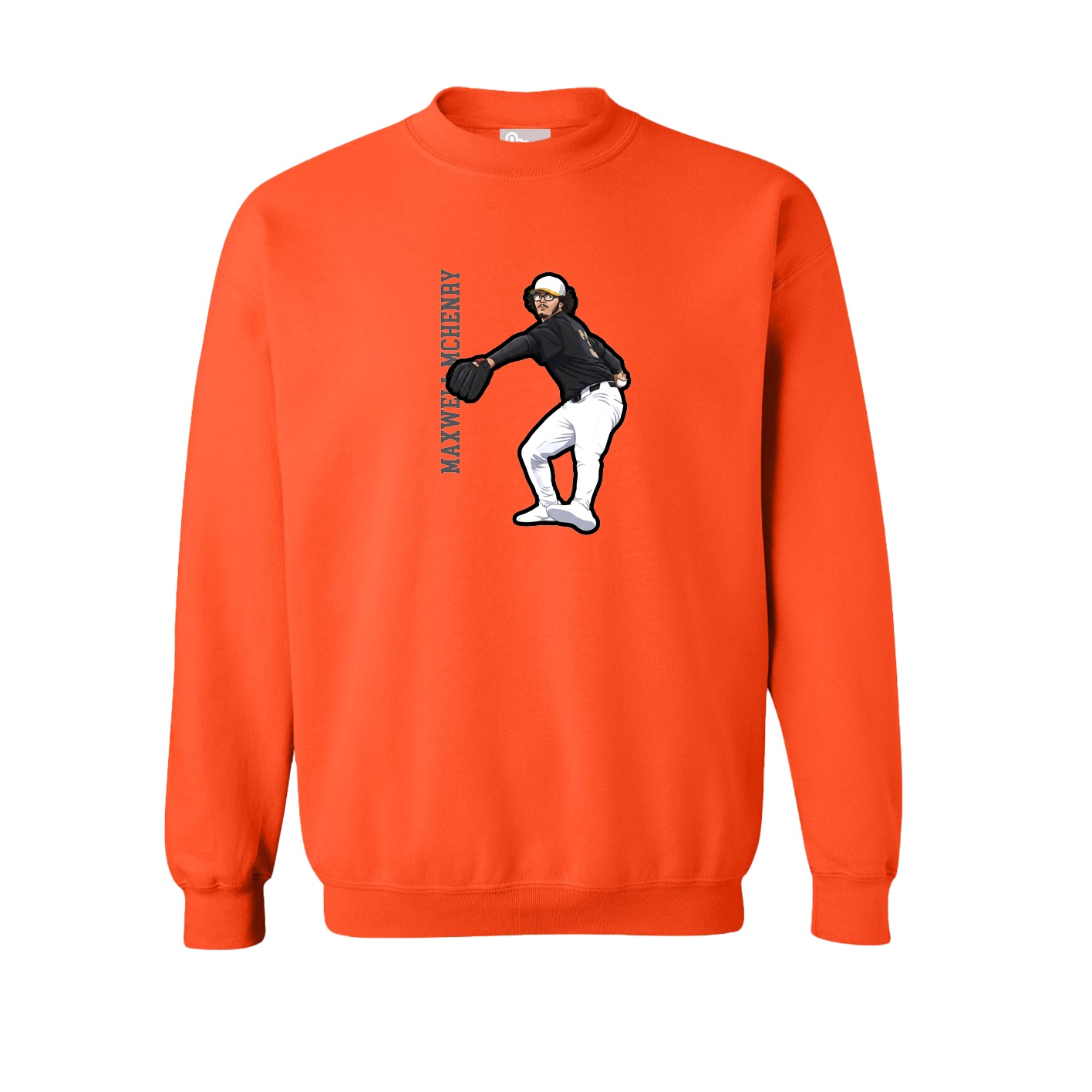 Fleece Crew — Name Vertical in Orange