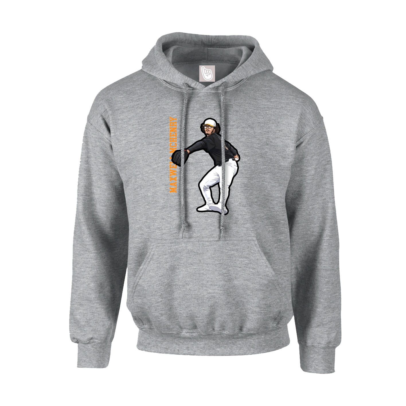 Youth Hoodie — Name Vertical in Grey