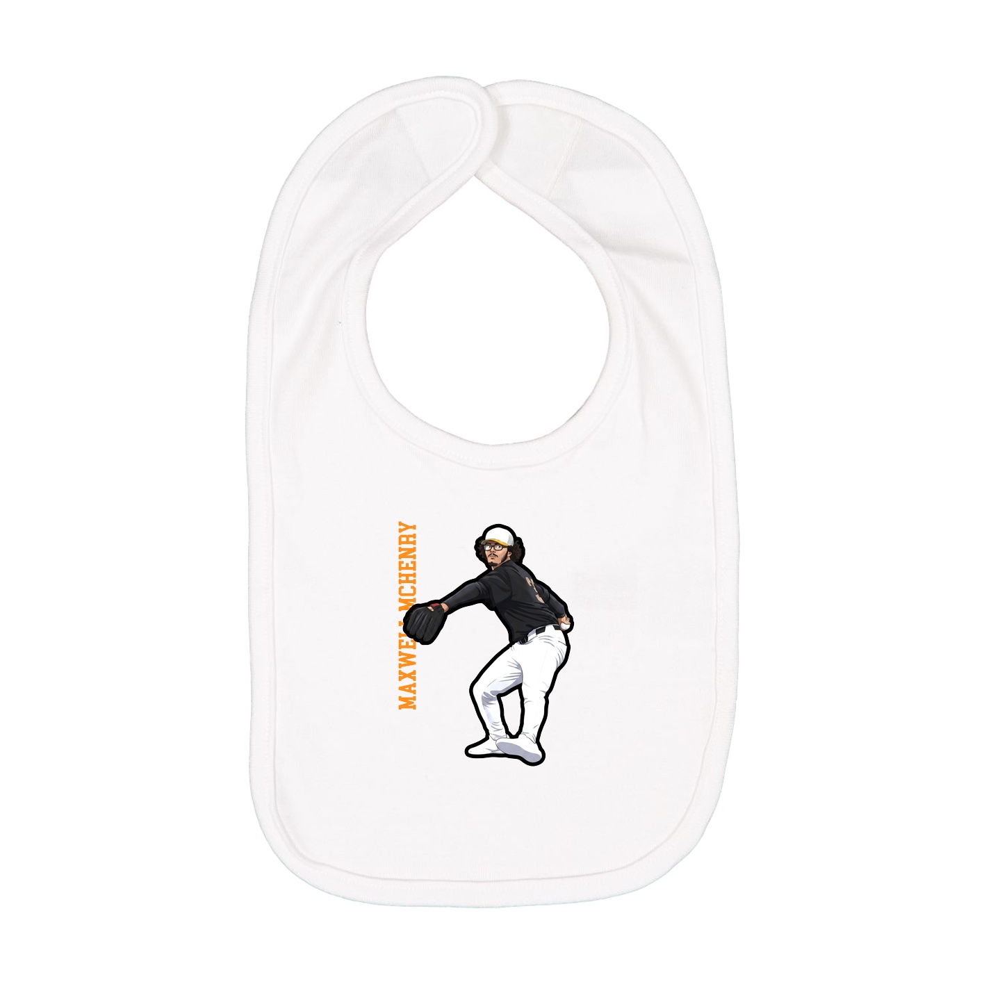 Infant Bib — Name Vertical in White