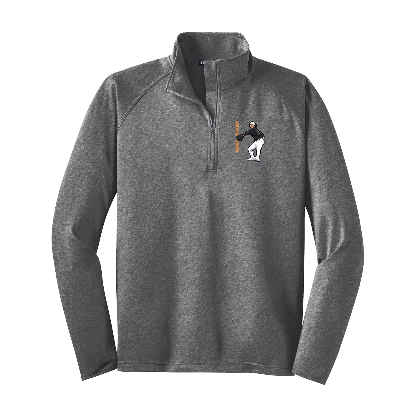 Q-Zip Pullover — Name Vertical in Grey