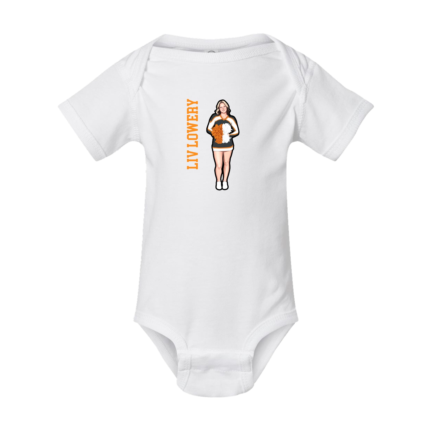 Baby Onesie — Name Vertical in White