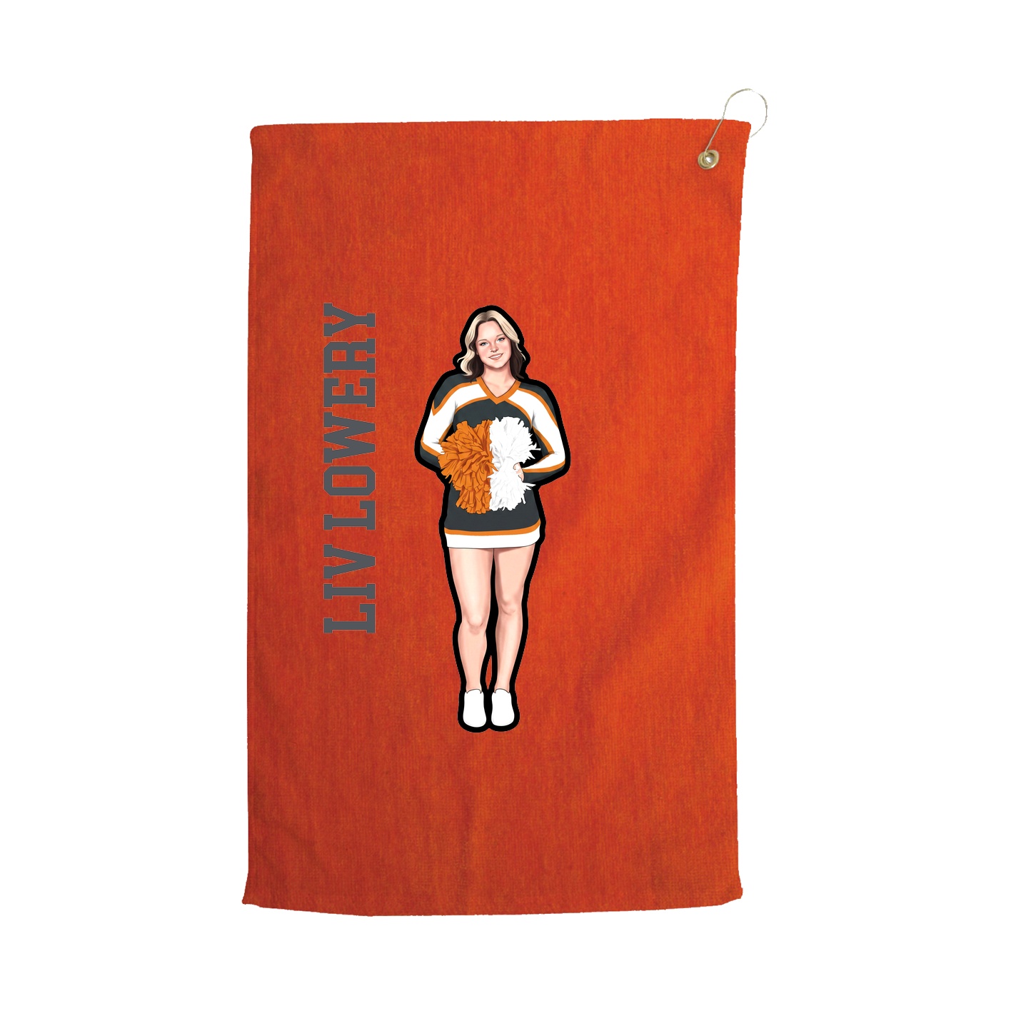 Golf Towel — Name Vertical in Orange